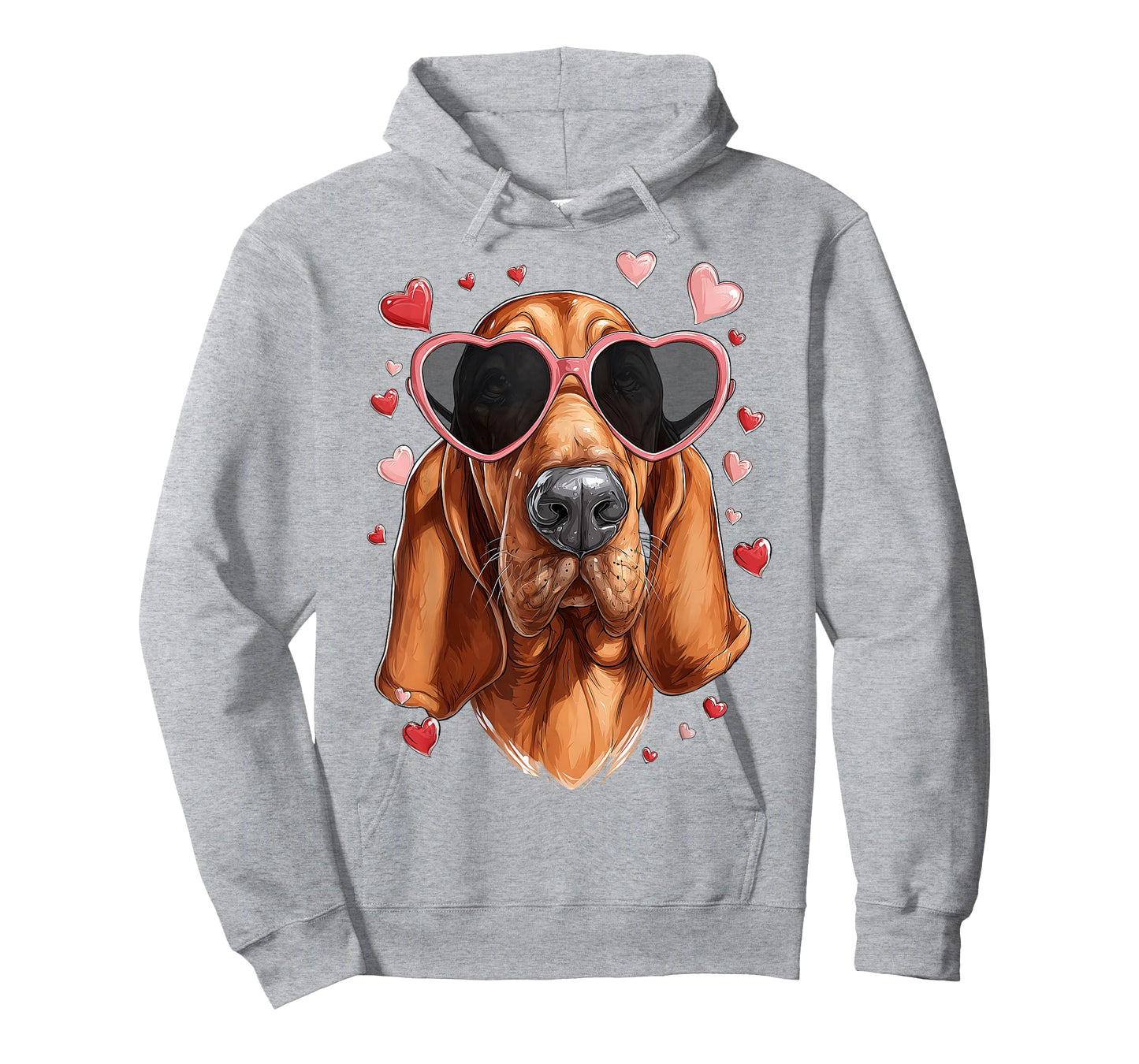 Bloodhound Dog Valentine's Day Heart Sunglasses T-Shirt