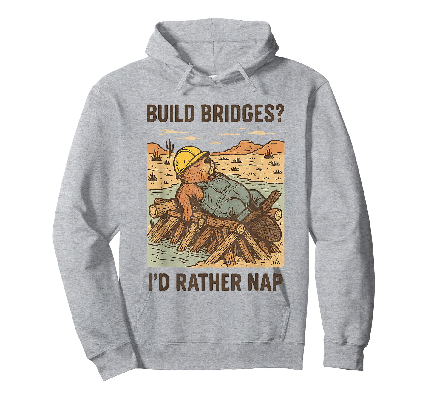 Nap Beaver Construction Funny Lazy Animal Humor Build Bridge T-Shirt