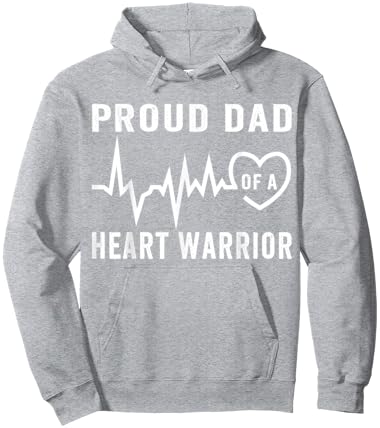 Proud Dad of a Heart Warrior CHD Awareness Wear Red Hoodie - Hoodie | Ash
