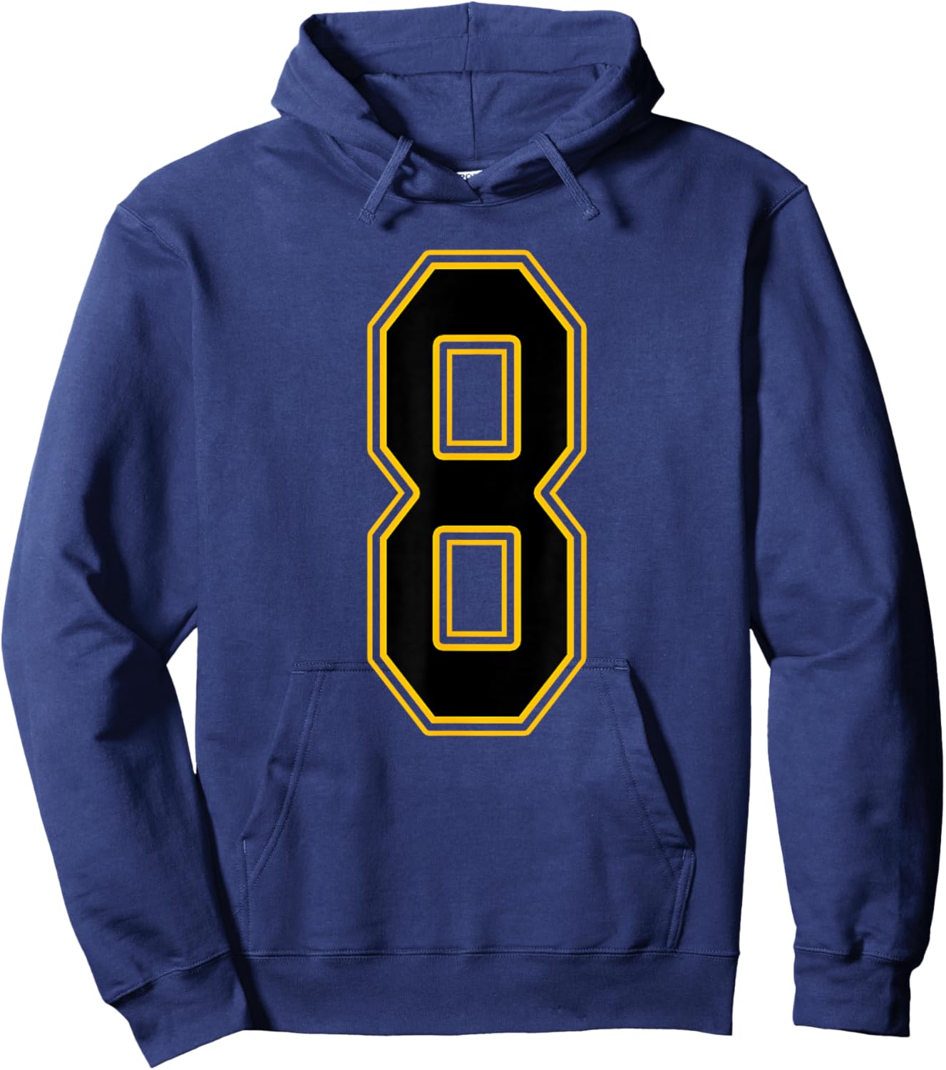 Black and Gold Number 8 Jersey Player Uniform #8 Hoodie - Hoodie | Navy
