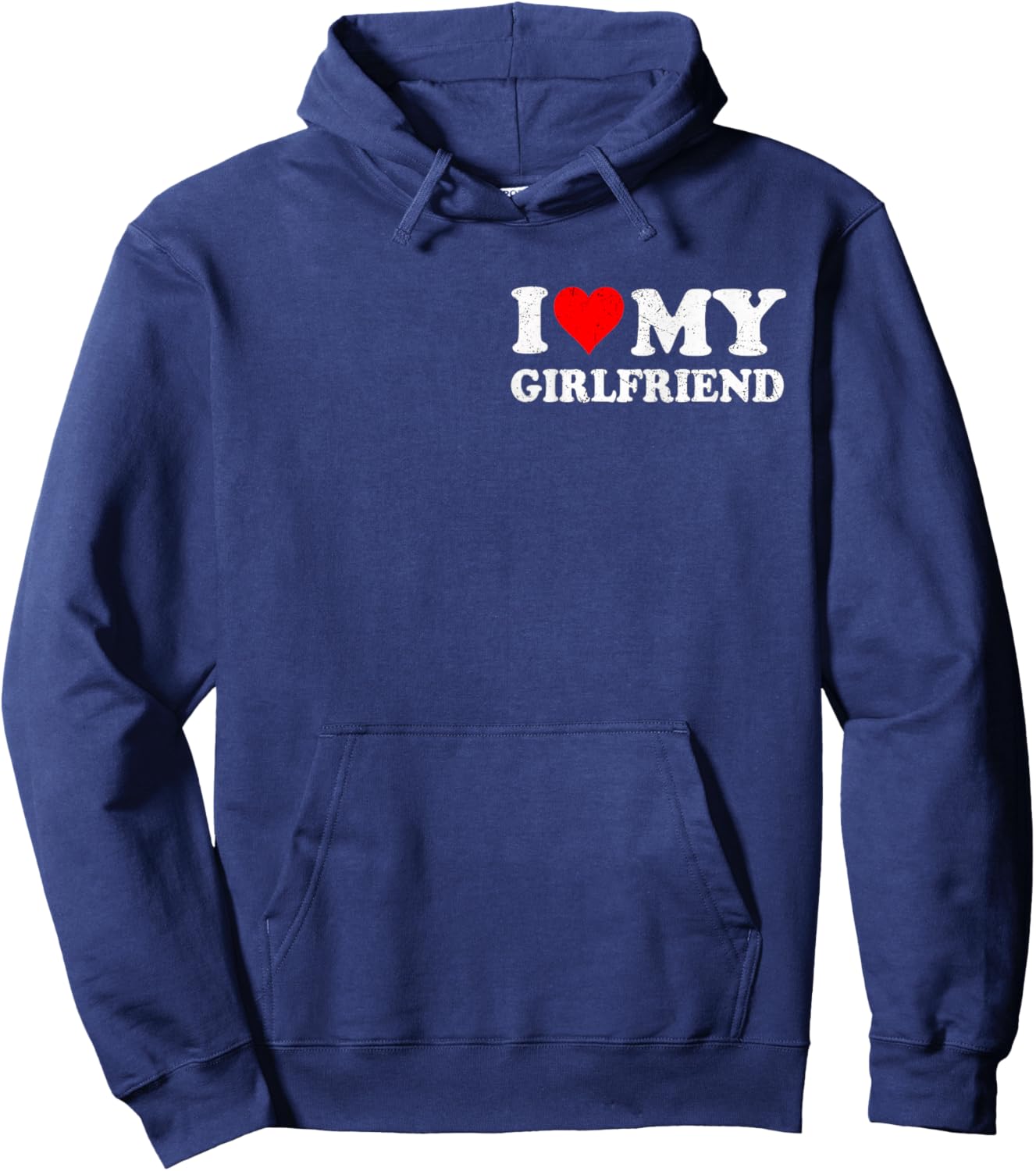 I Love Heart My Girlfriend Retro Vintage Funny Lover Hoodie - Hoodie | Navy