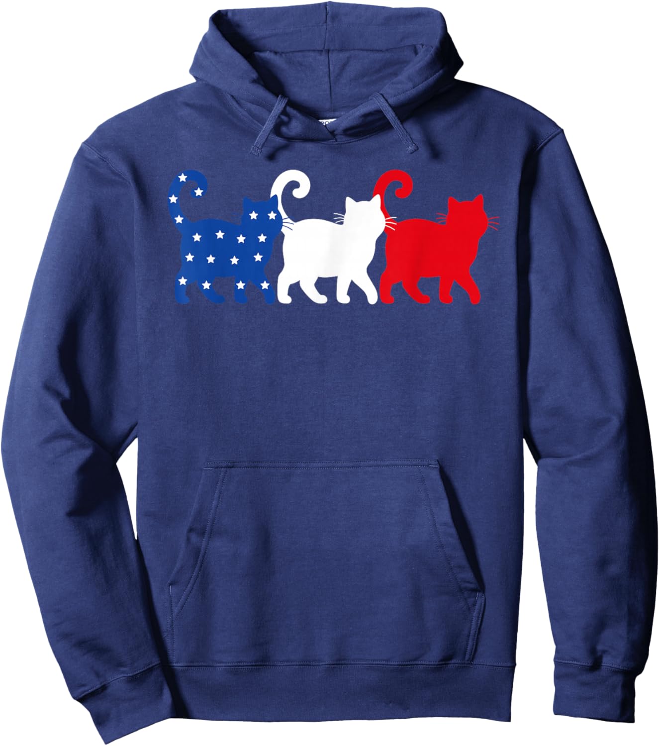 USA Flag Cats 4th of July Men Women Kids Funny Patriotic Hoodie - Hoodie | Navy