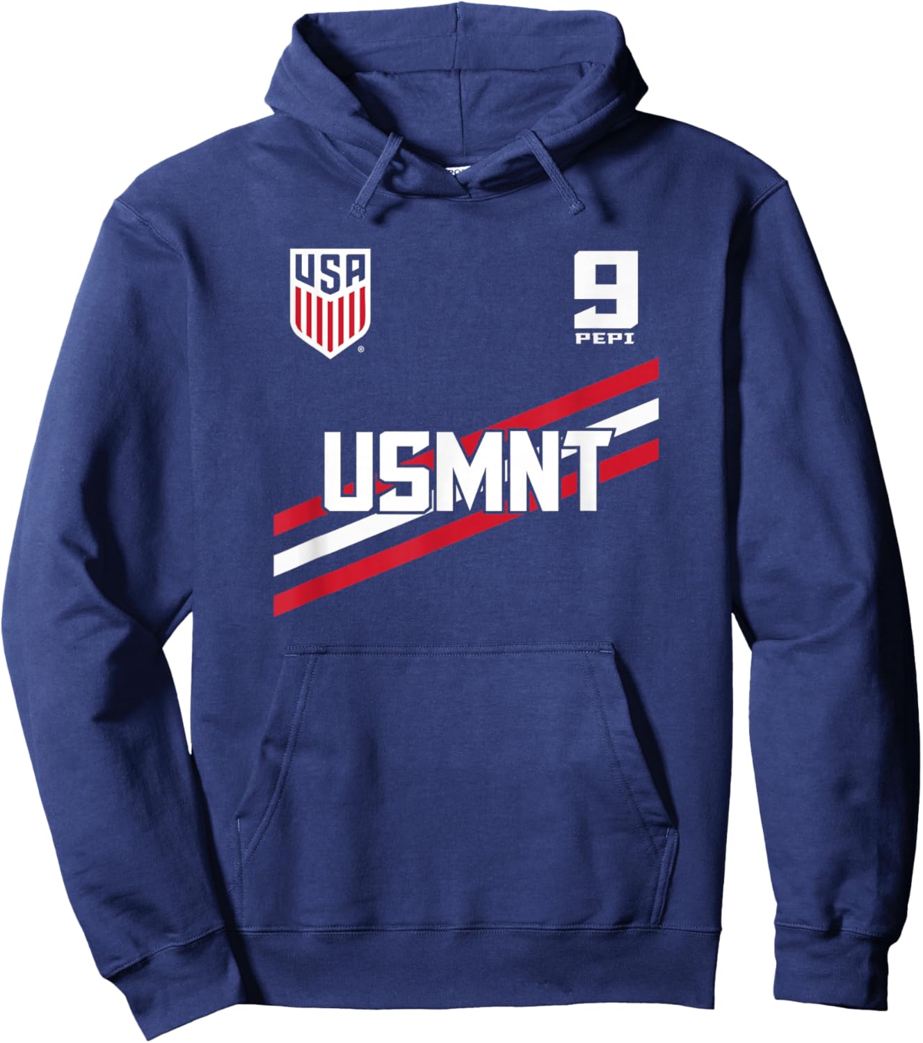 Ricardo Pepi 9 Navy USMNT Officially Licensed Hoodie - Hoodie | Navy