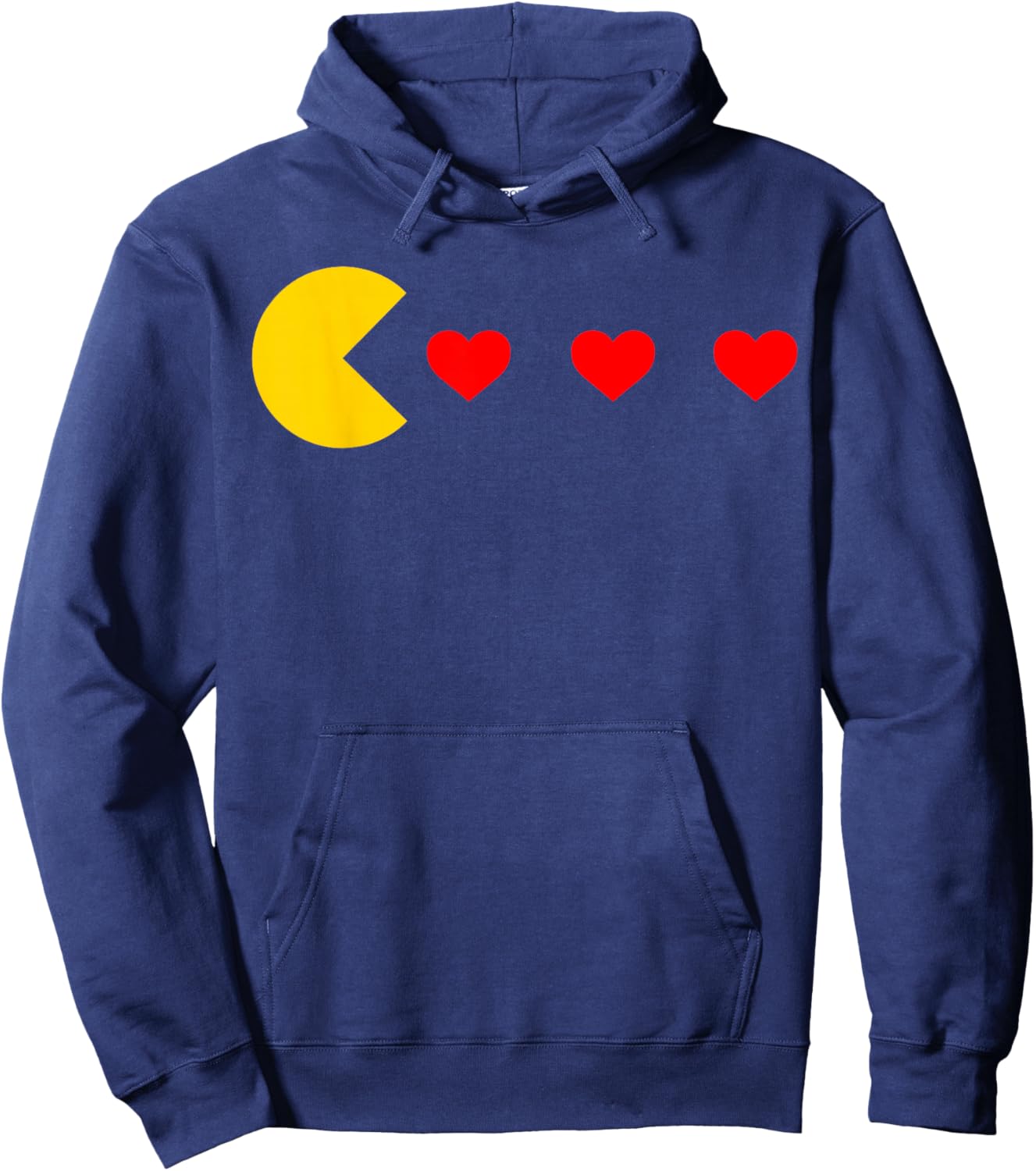 Valentines Day Retro Game Eating Hearts Gaming Boys Kids Men Hoodie - Hoodie | Navy