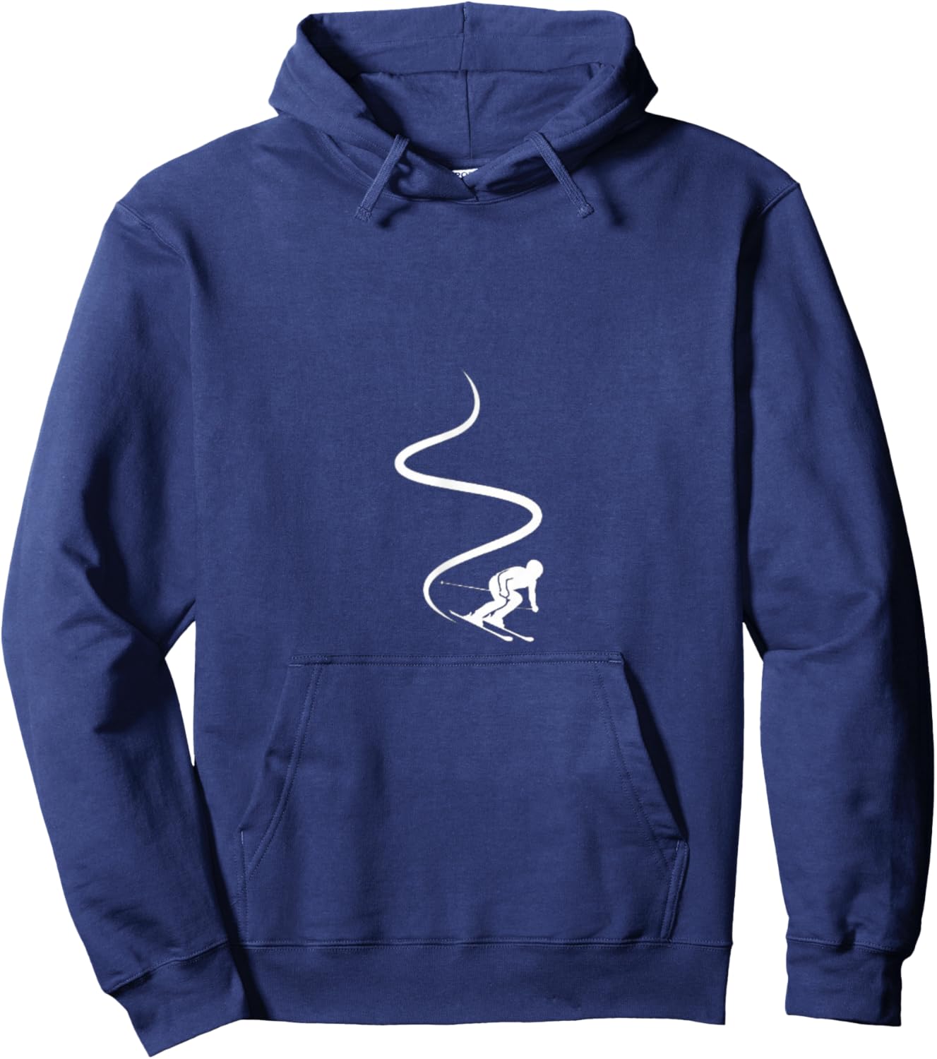 Skier with Tracks in deep Powder Snow Hoodie - Hoodie | Navy