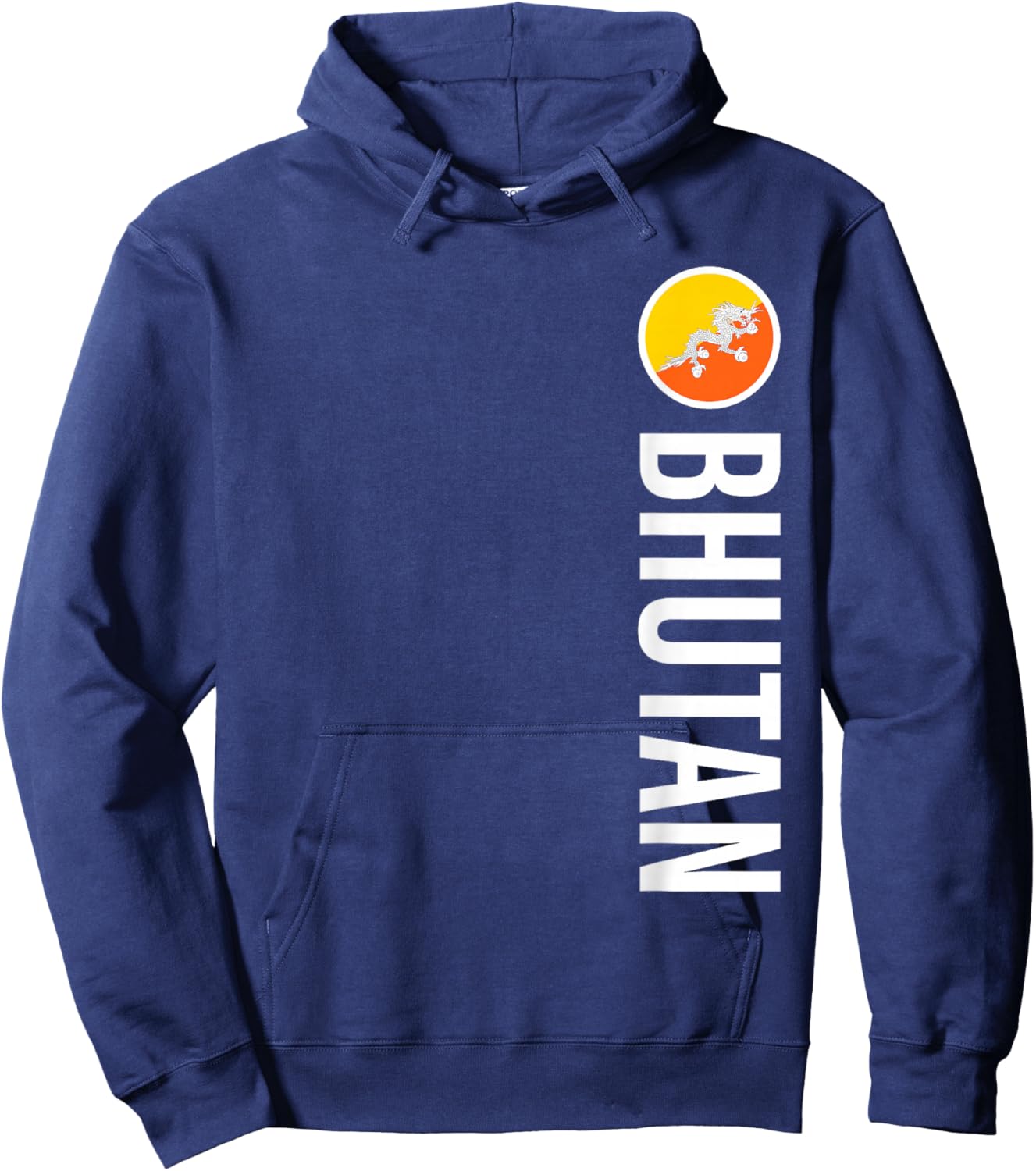 Bhutan Flag Vertical Hoodie - Hoodie | Navy