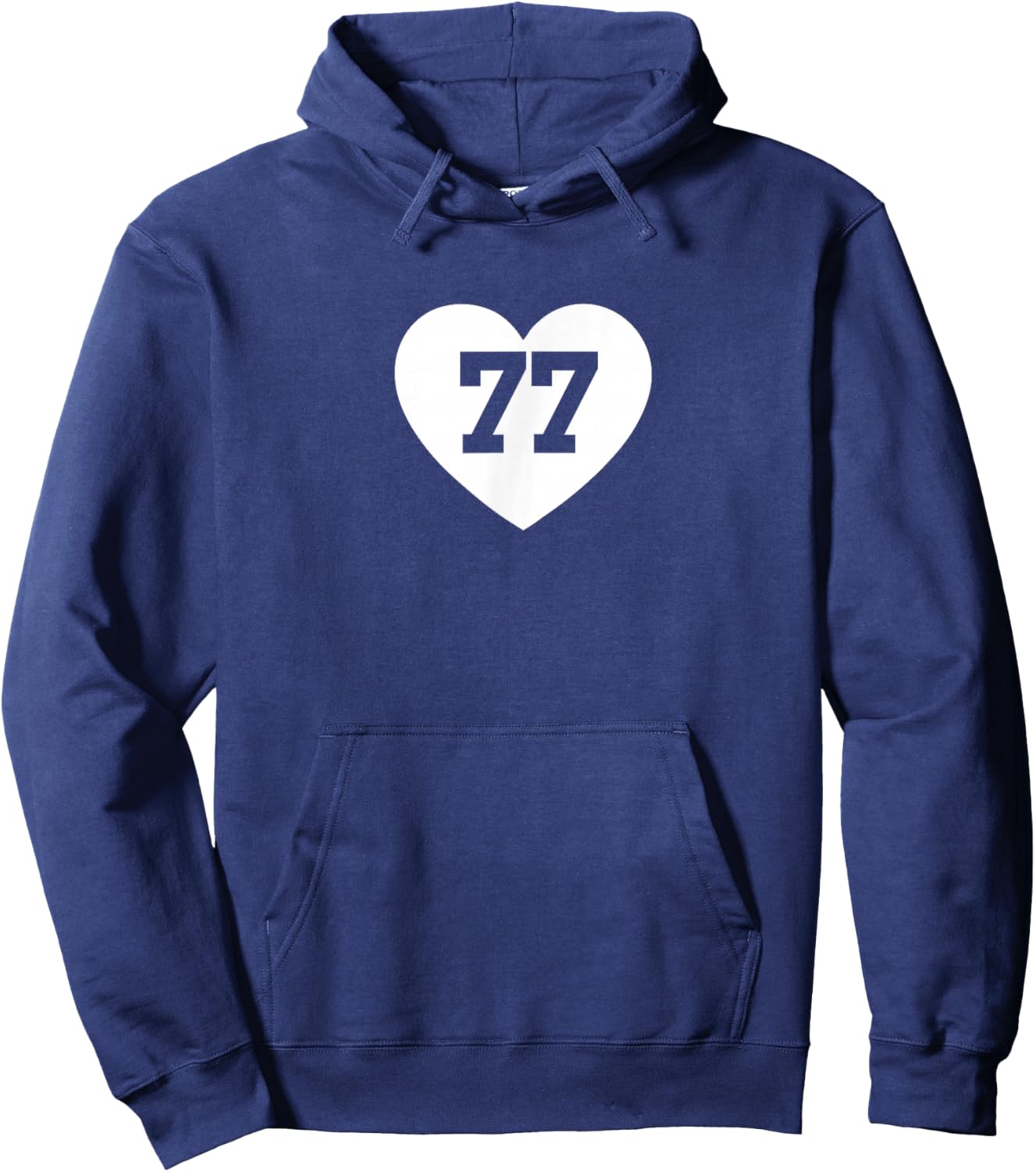 I Love Jersey Number 77 Heart Sports Fan Hoodie - Hoodie | Navy