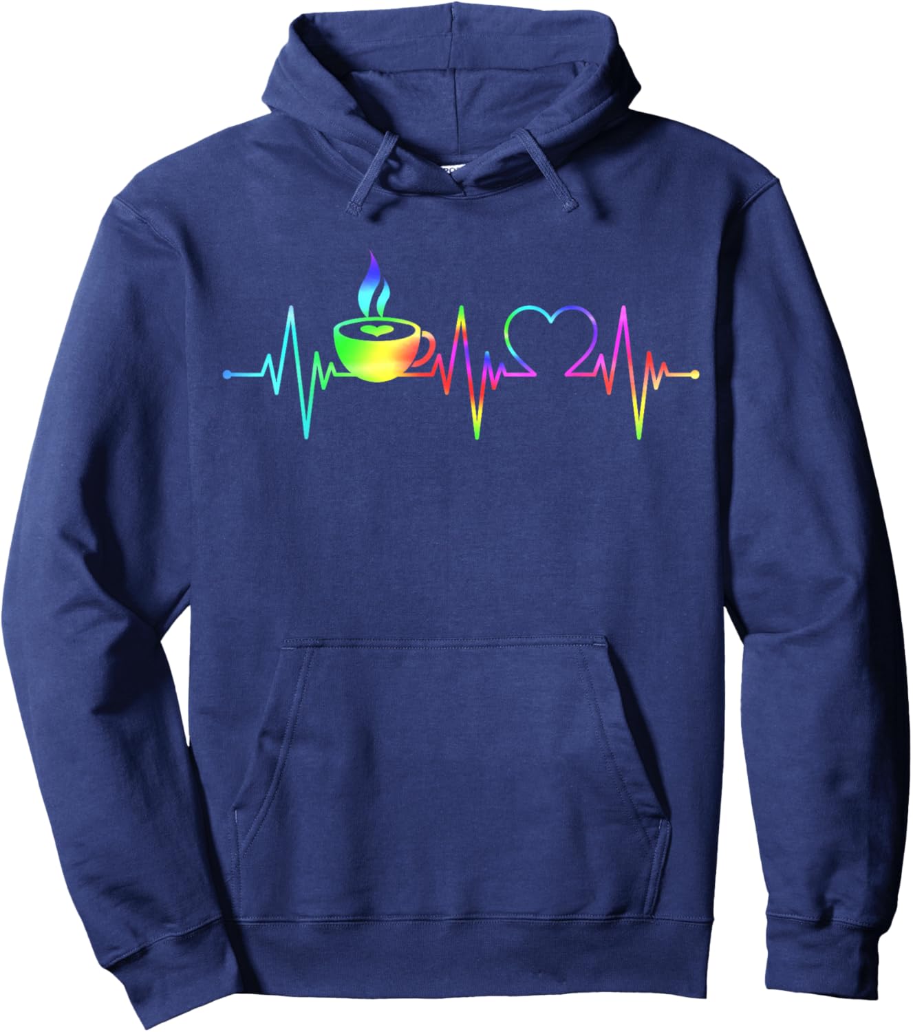 Funny Heartbeat Coffee Lovers Coffee Cup Frequency Women Hoodie - Hoodie | Navy