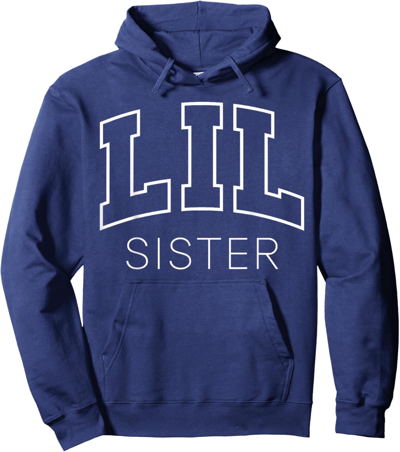 Lil Sister Funny Athletic Lettering Siblings Little Sister Hoodie - Hoodie | Navy
