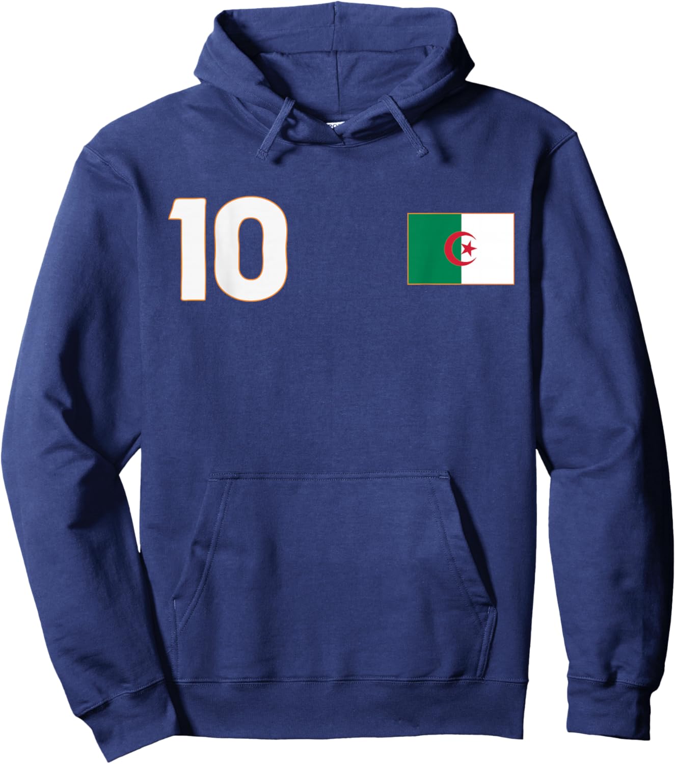 Algeria Flag Number 10 Shield Emblem National Pride Hoodie - Hoodie | Navy