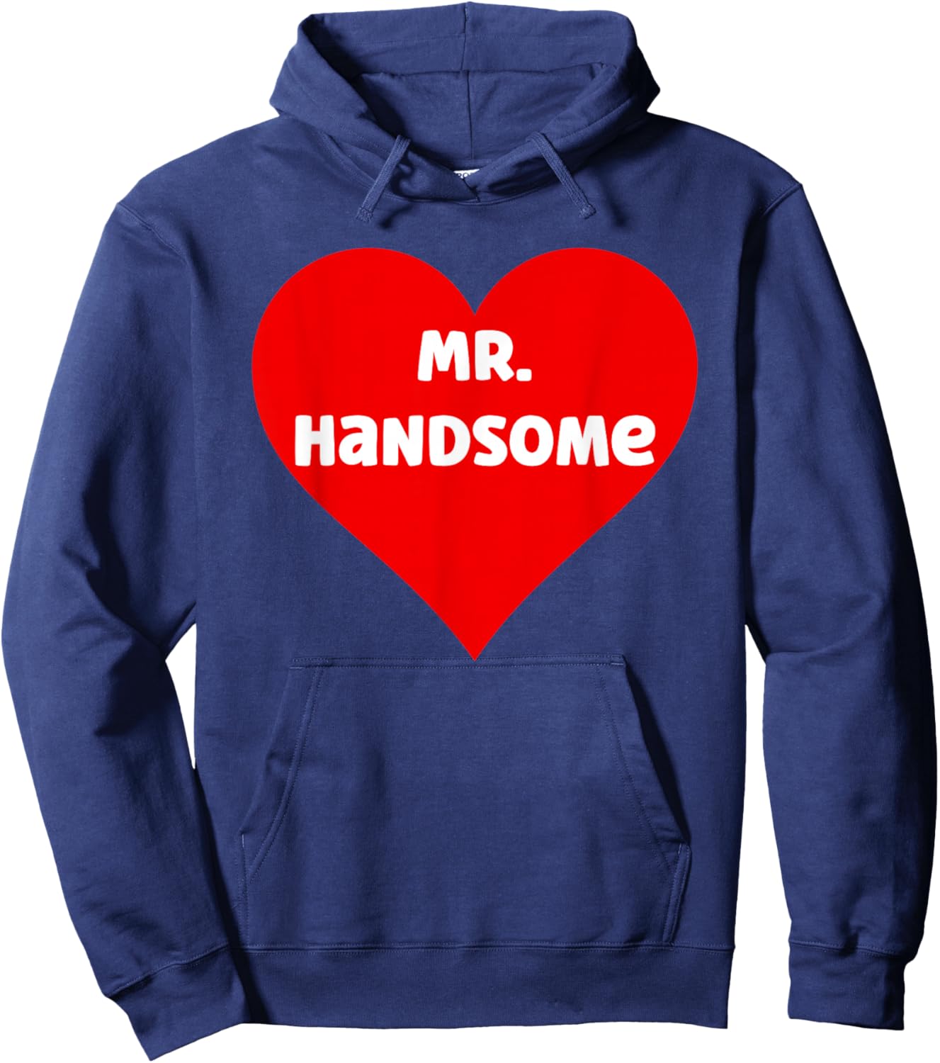 Funny Red Mr. Handsome Heart Print Men Boys Boyfriend Fun Hoodie - Hoodie | Navy