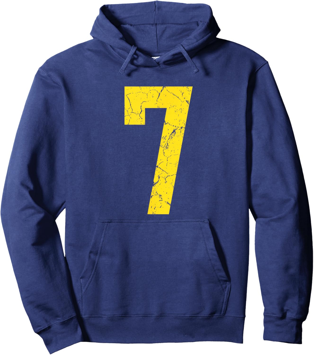 Distressed Bright Gold Number 7 Jersey Player Uniform #7 Hoodie - Hoodie | Navy