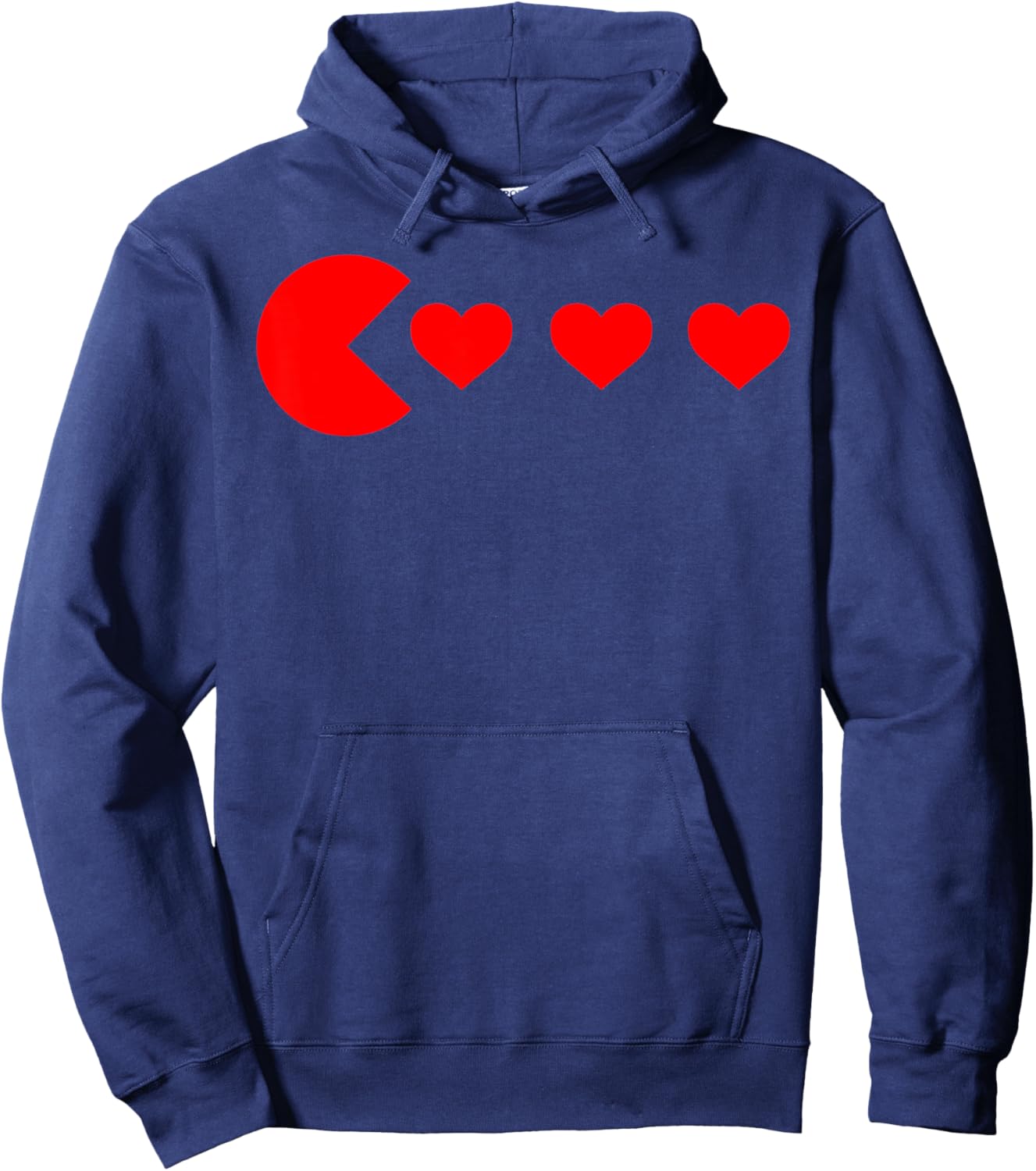 Valentines Day Retro Game Eating Red Hearts Gaming Matching Hoodie - Hoodie | Navy