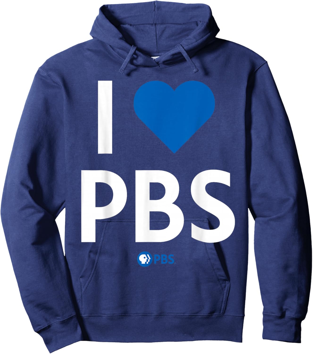 PBS I Heart PBS Support Public Broadcasting Modern Type Hoodie - Hoodie | Navy
