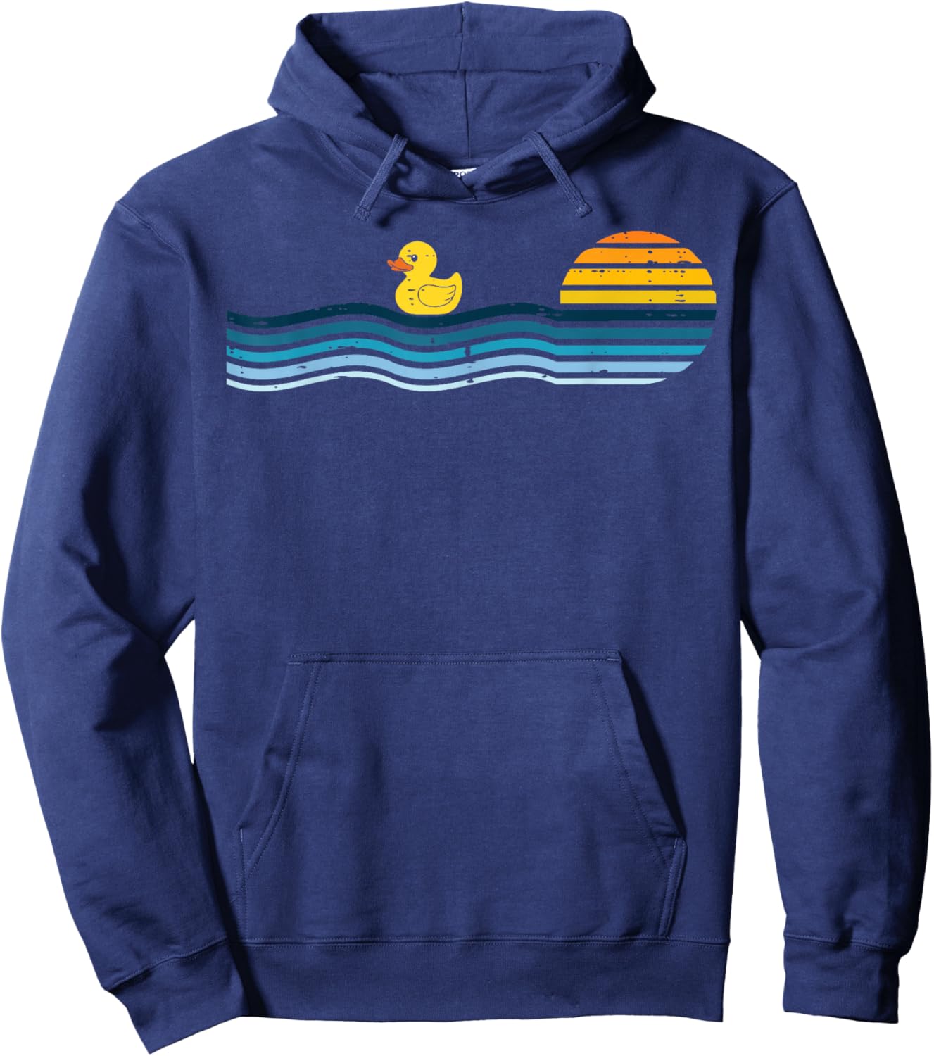 Duck Sunset Retro Waves Vintage Animal Lover Men Women Kids Hoodie - Hoodie | Navy