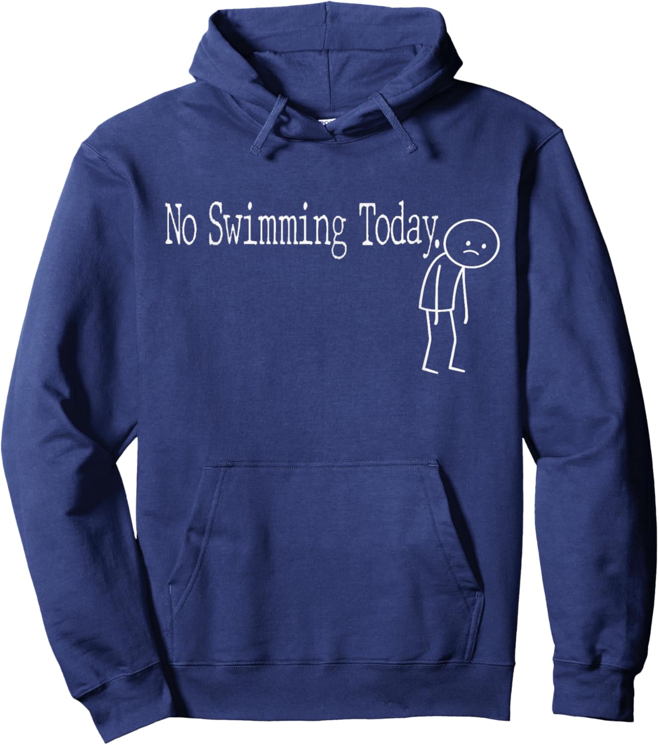 No Swimming Today Funny Mood Joke Minimal Line Art Hoodie - Hoodie | Navy