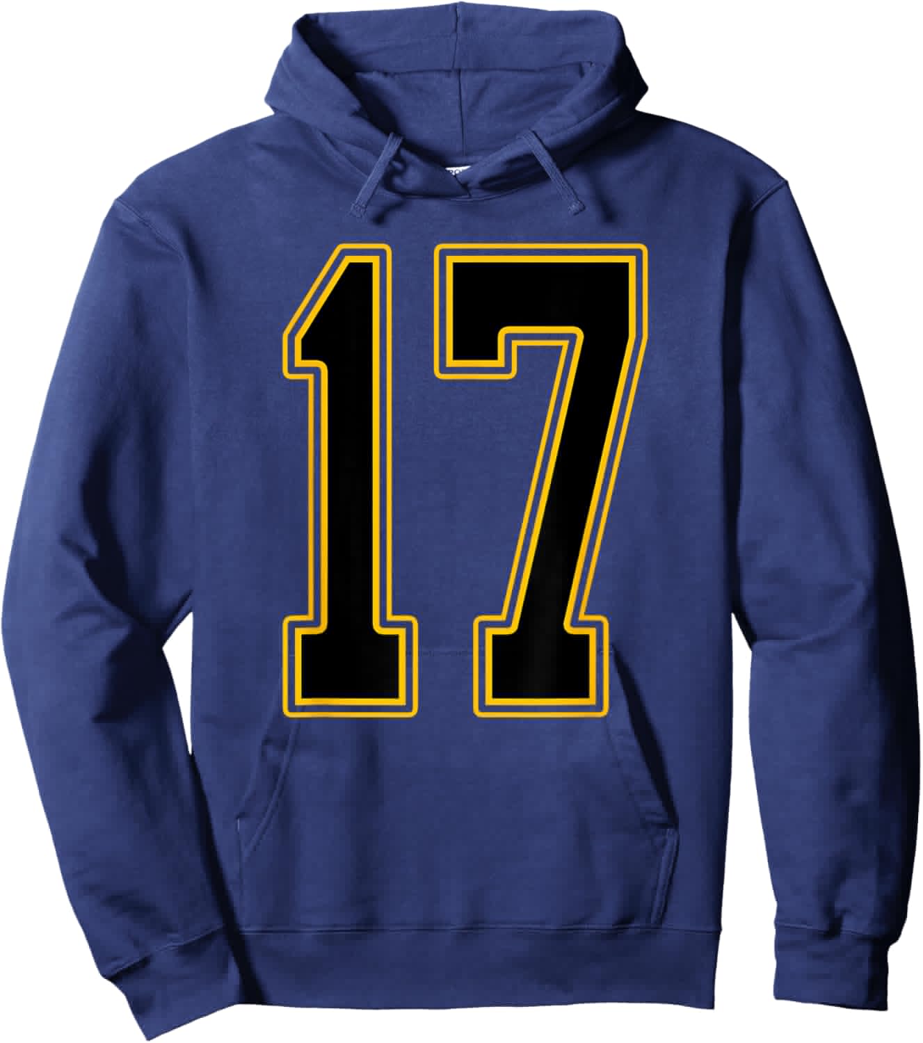 Black and Gold Number 17 Jersey Player Uniform #17 Hoodie - Hoodie | Navy
