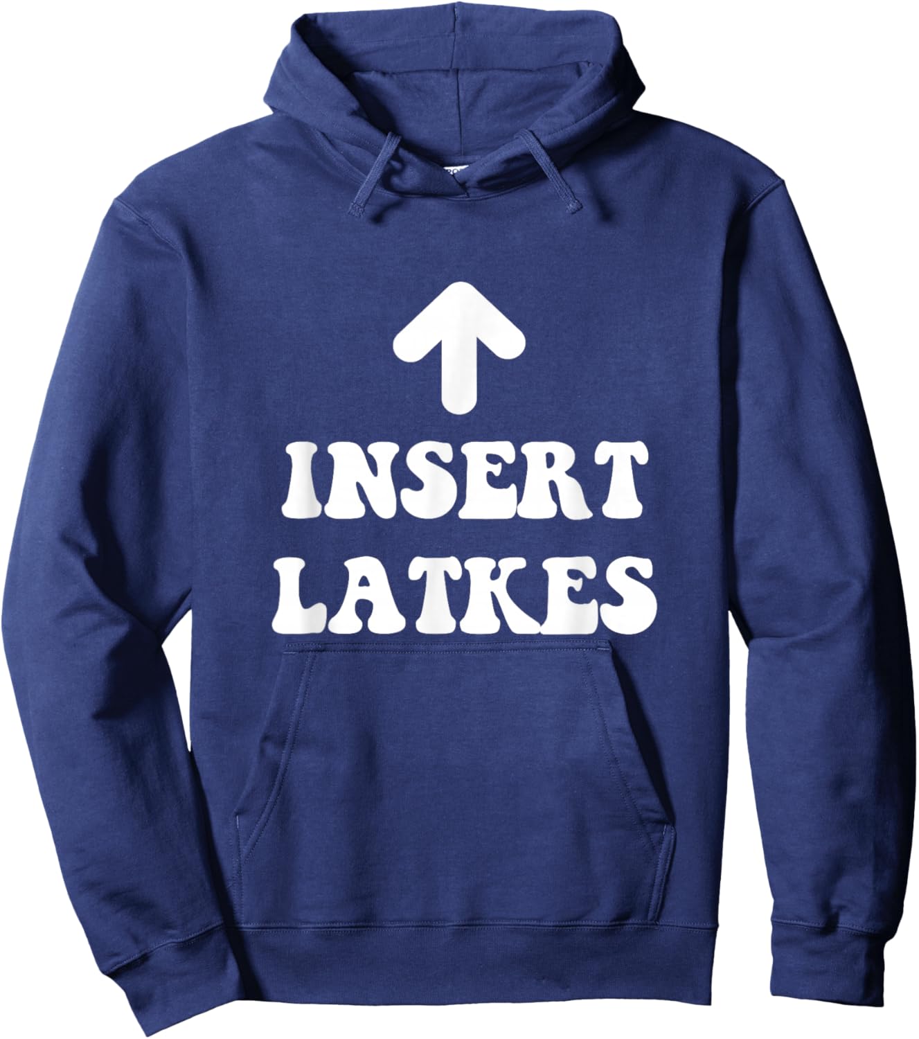 Insert Latkes Arrow Meme Hanukkah Jewish Menorah Dreidel Hoodie - Hoodie | Navy