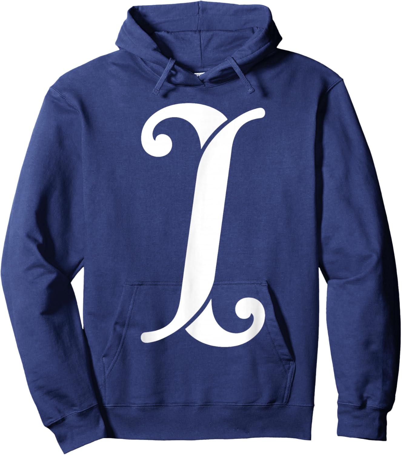 Fancy Italic Initial White Simple Letter I Alphabet Monogram Hoodie - Hoodie | Navy