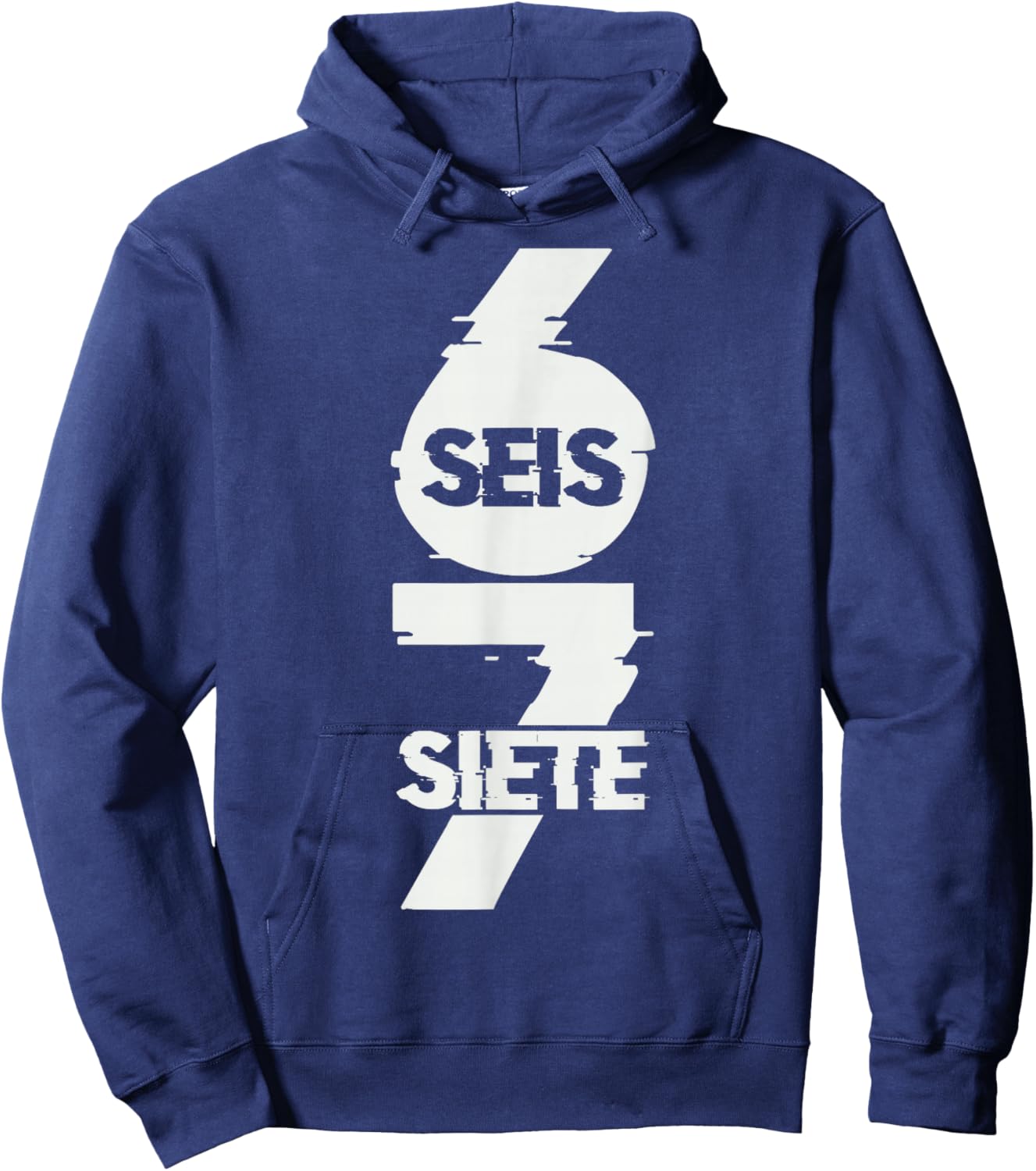 Fun Six Seven in Spanish SEIS Siete 67 Brainrot Meme Hoodie - Hoodie | Navy