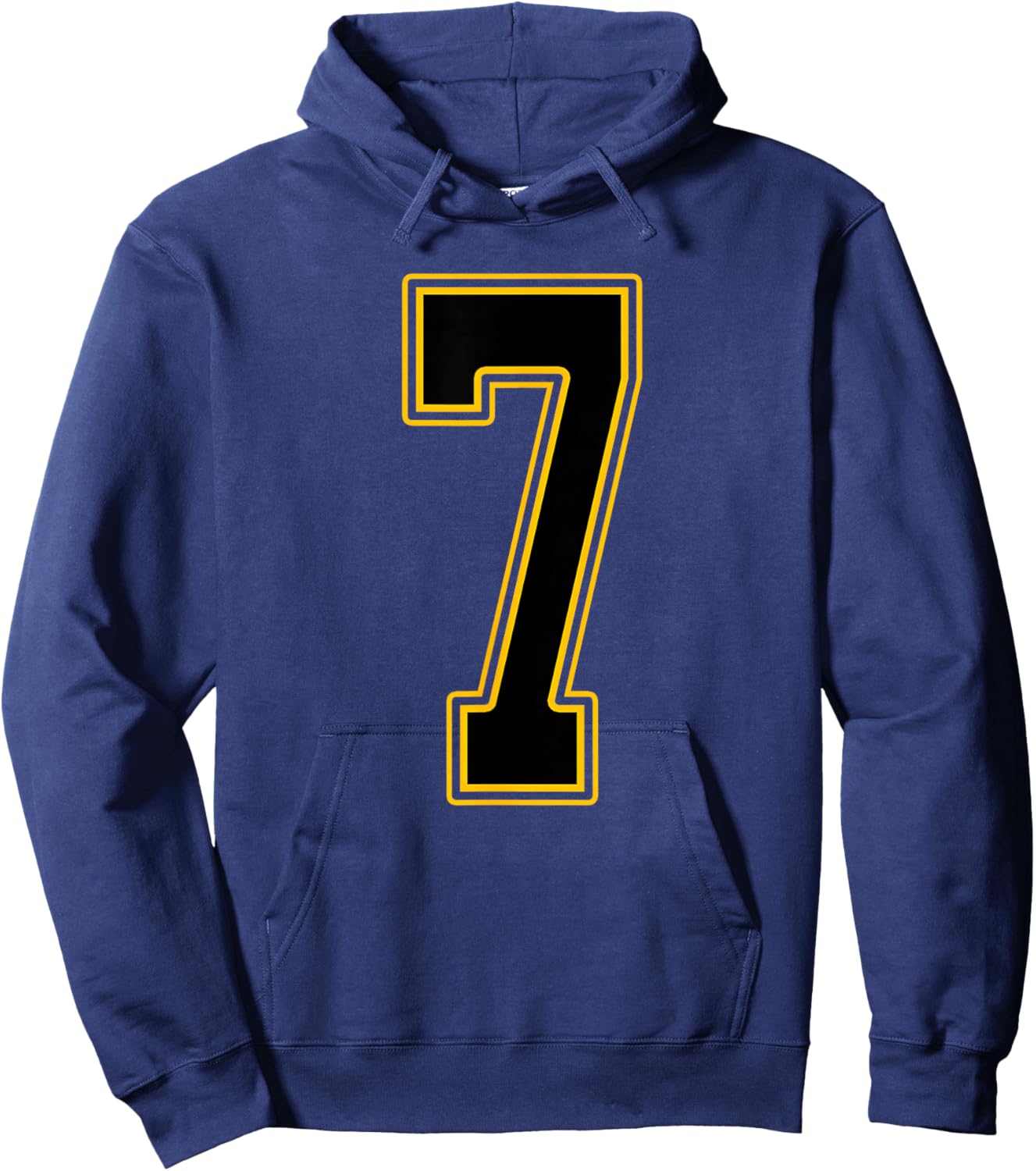 Black and Gold Number 7 Jersey Player Uniform #7 Hoodie - Hoodie | Navy