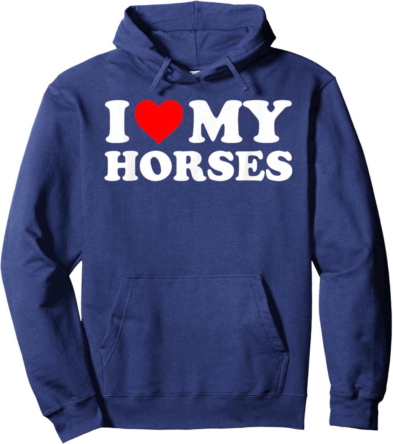 I Love My Horses - Red Heart Hoodie - Hoodie | Navy