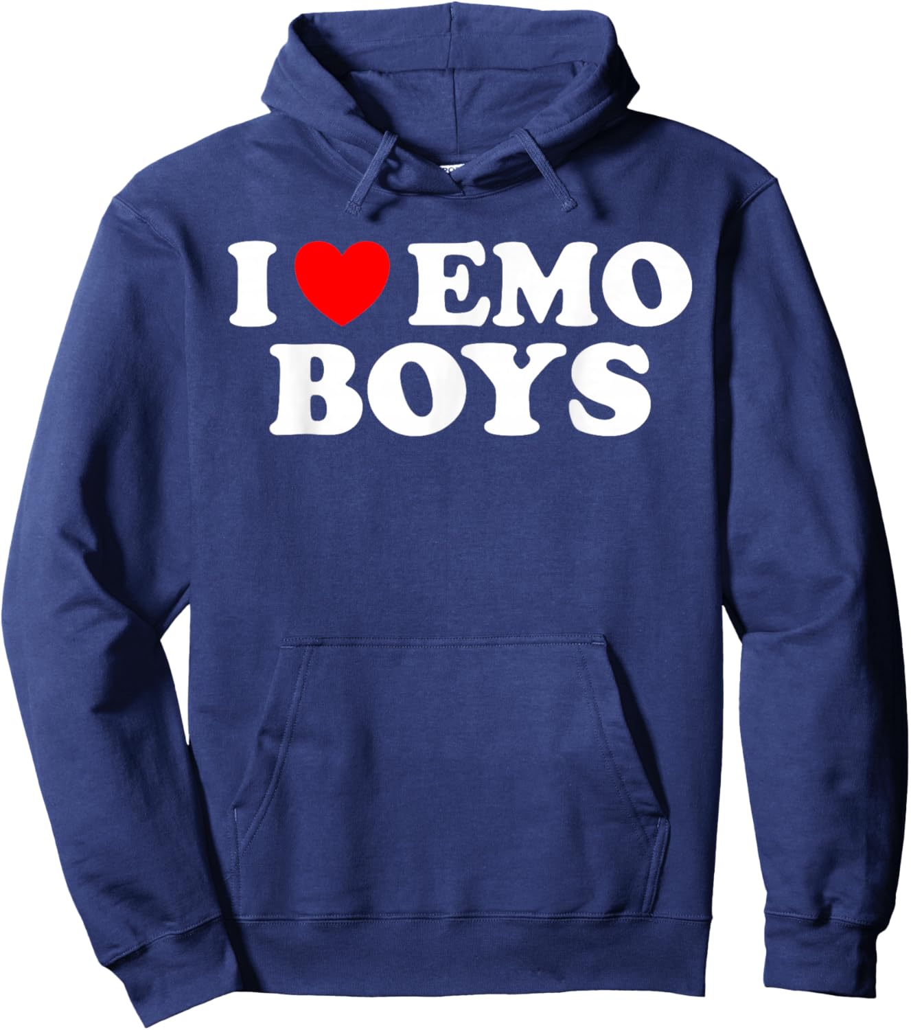 I Love Emo Boys - Funny Elder Emo Heart Pop Punk Goth Humor Hoodie - Hoodie | Navy