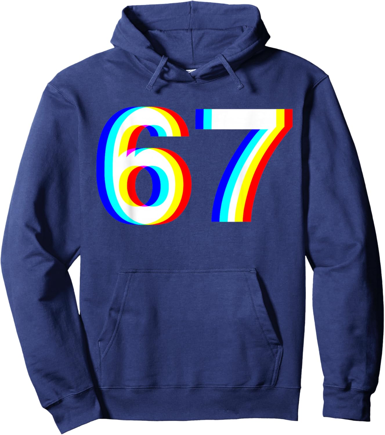 67 Meme Funny Six Seven Retro Trippy Vaporwave EDM 6-7 Slang Hoodie - Hoodie | Navy