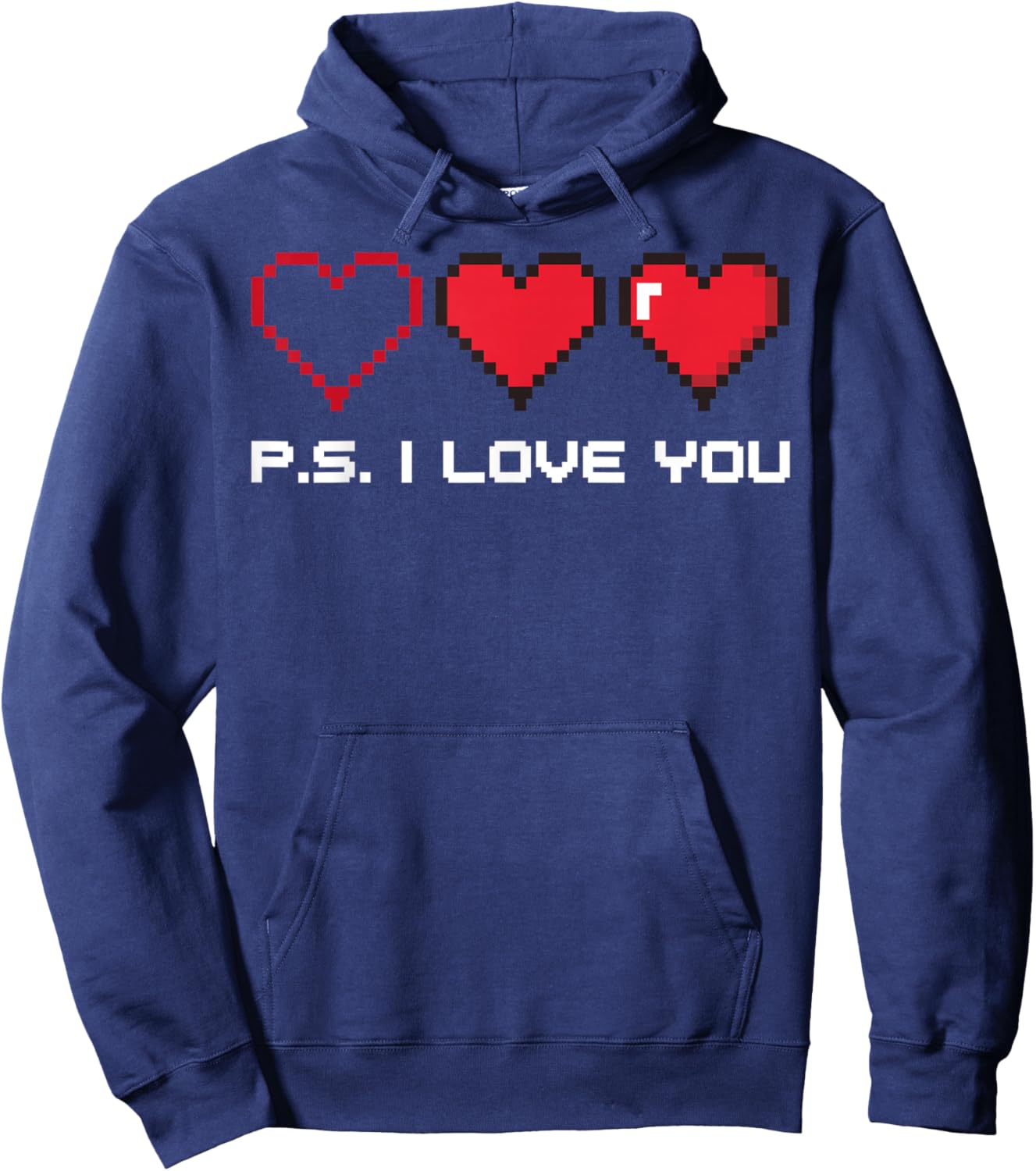 PS I Love You Day Valentine's Day Pixel Purple Heart Kids Hoodie - Hoodie | Navy