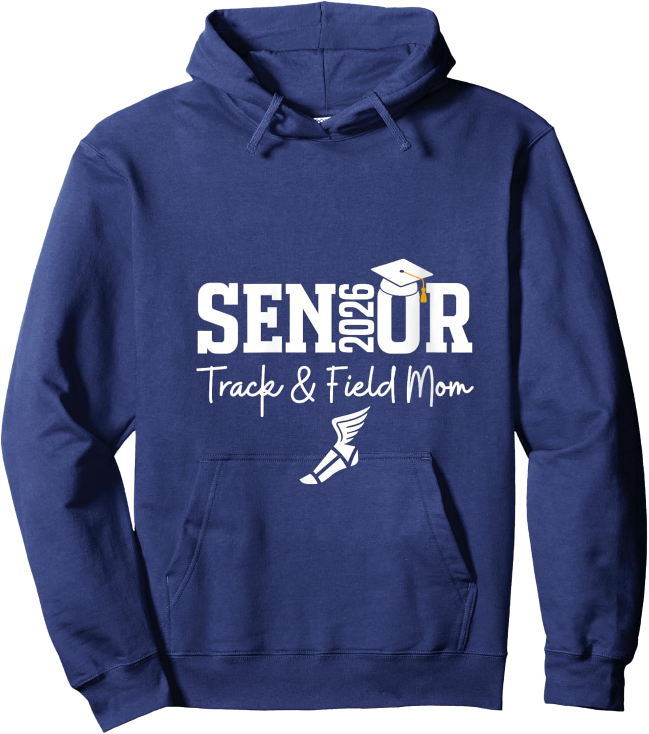 Women's Track & Field Senior Mom Class of 2026 Graduation 26 V-Neck Hoodie - Hoodie | Navy