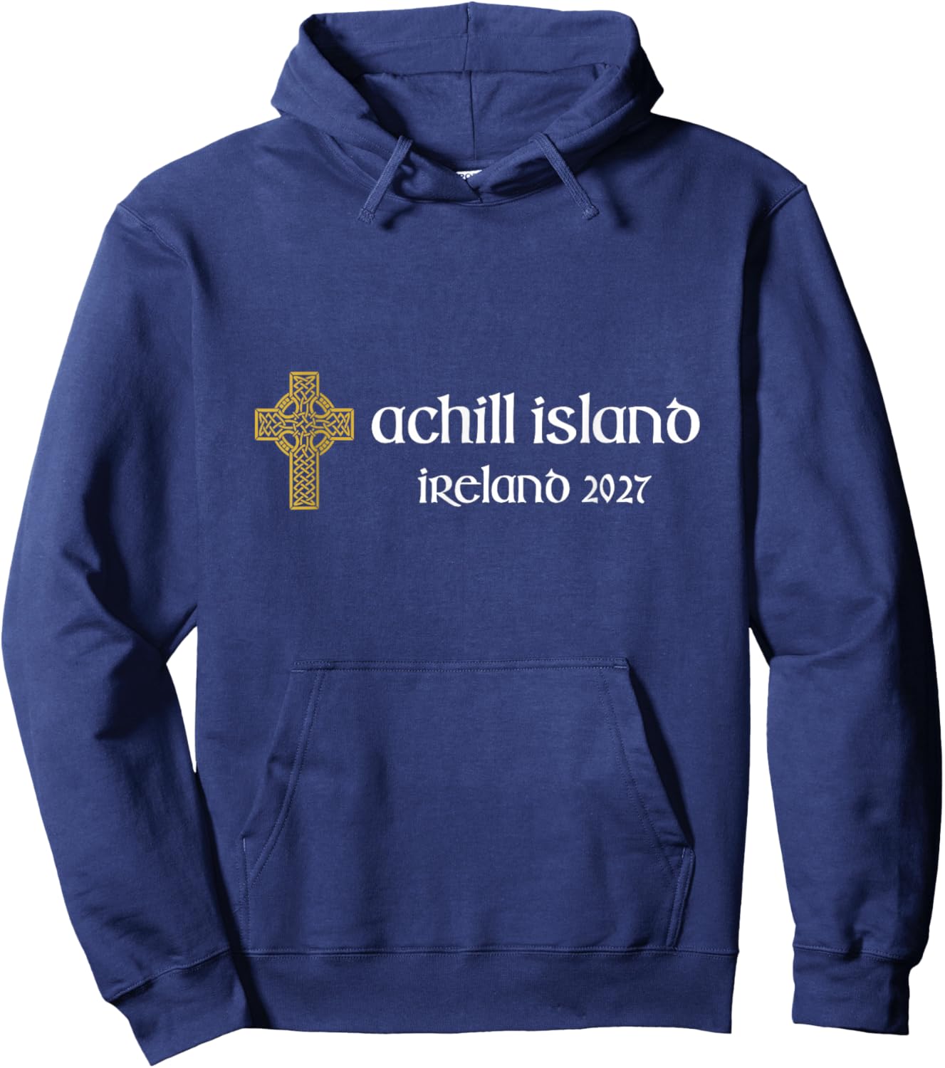 Achill Island Mayo Ireland 2027 Celtic Cross Hoodie - Hoodie | Navy