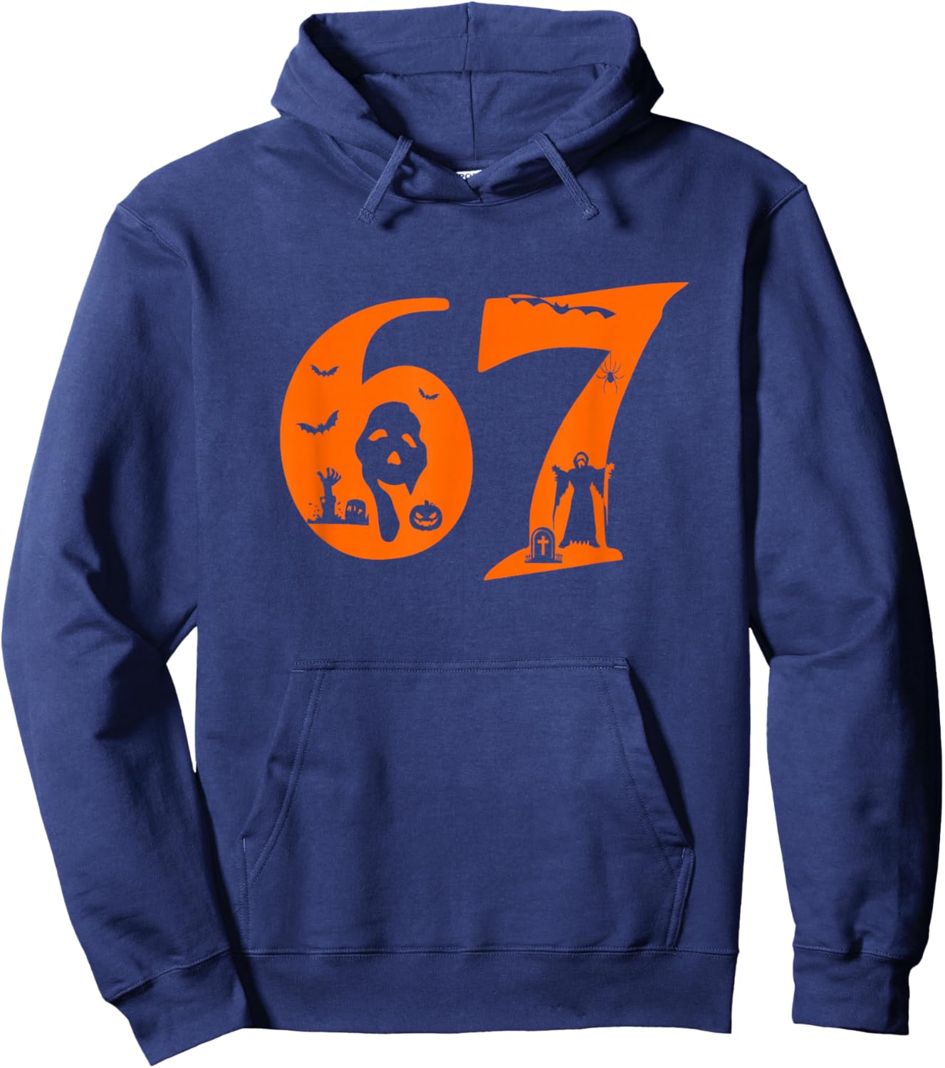 Number 67 Funny Meme Saying 6 7 Six Seven Scary Halloween Hoodie - Hoodie | Navy