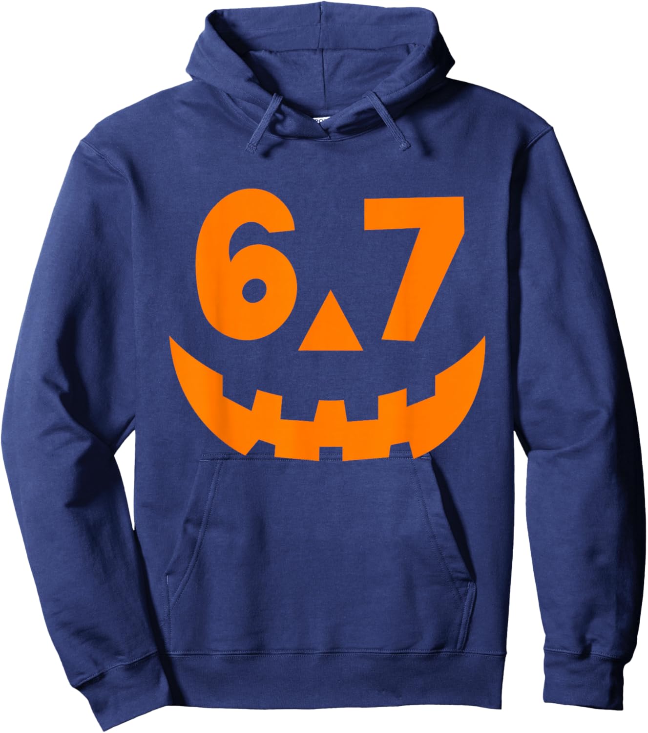 Halloween Six Seven 6 7 Meme Jack O Lantern 6-7 Pumpkin Face Hoodie - Hoodie | Navy