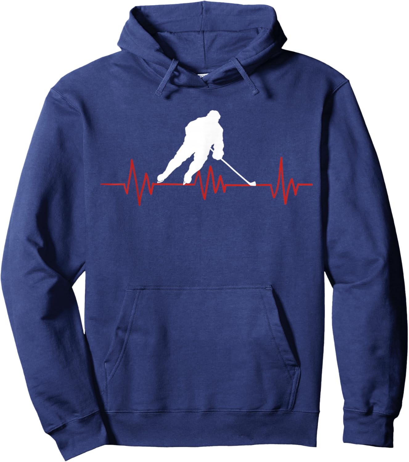 Ice Hoceky EKG Hockey Heartbeat Hoodie - Hoodie | Navy