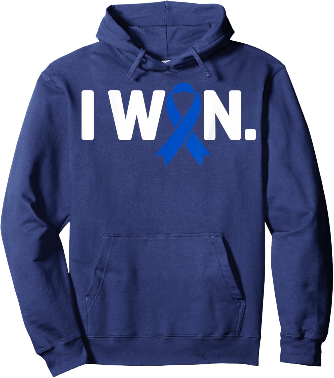 I Won Survivor Colorectal Colon Cancer Awareness Blue Ribbon Hoodie - Hoodie | Navy
