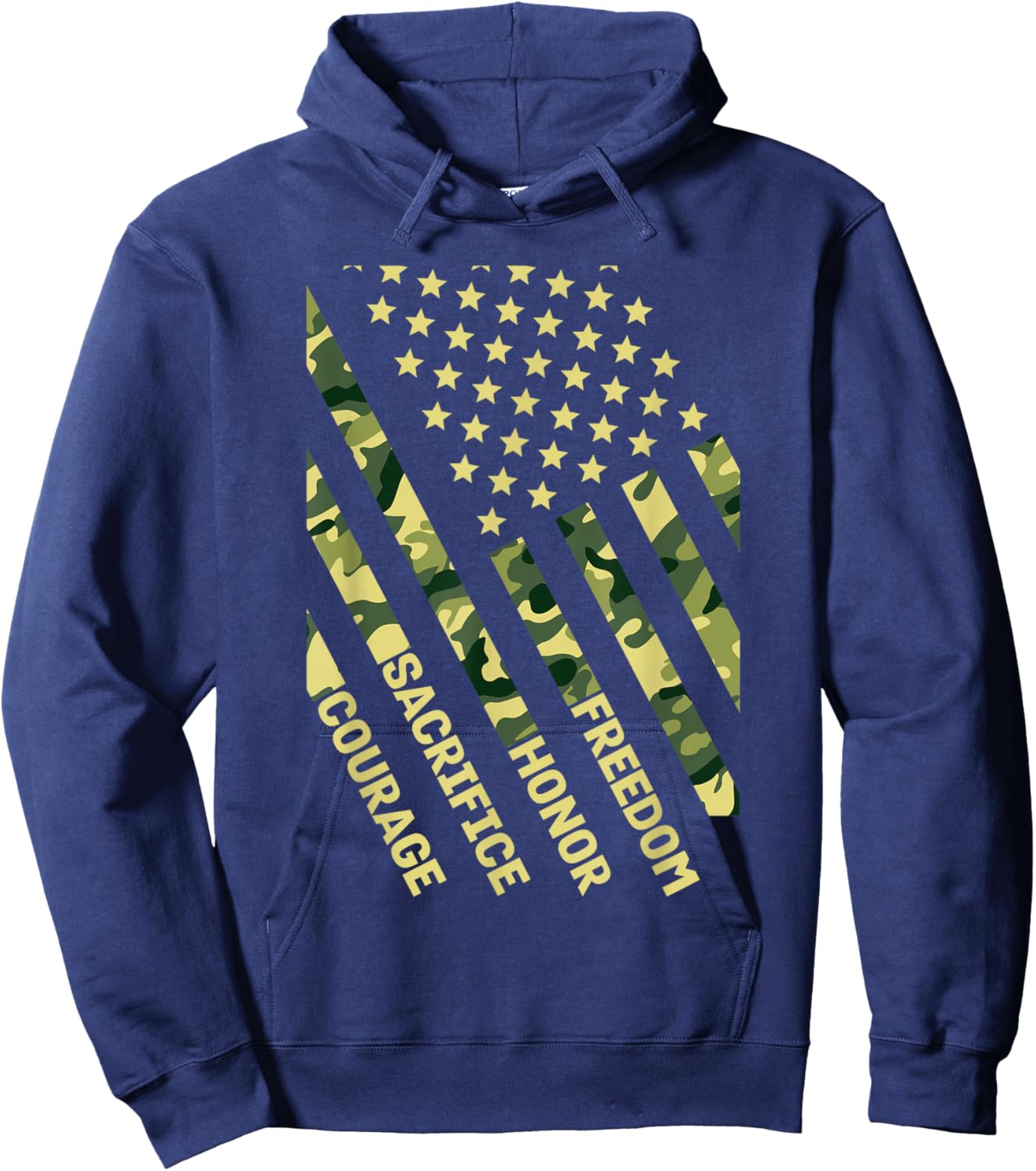 Veterans Day Sacrifice Courage Honor Freedom American Flag Hoodie - Hoodie | Navy