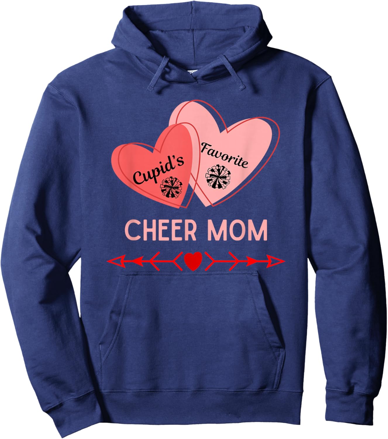 Cupid's Favorite Cheer Mom Valentine's Day Trendy Retro Cute Hoodie - Hoodie | Navy