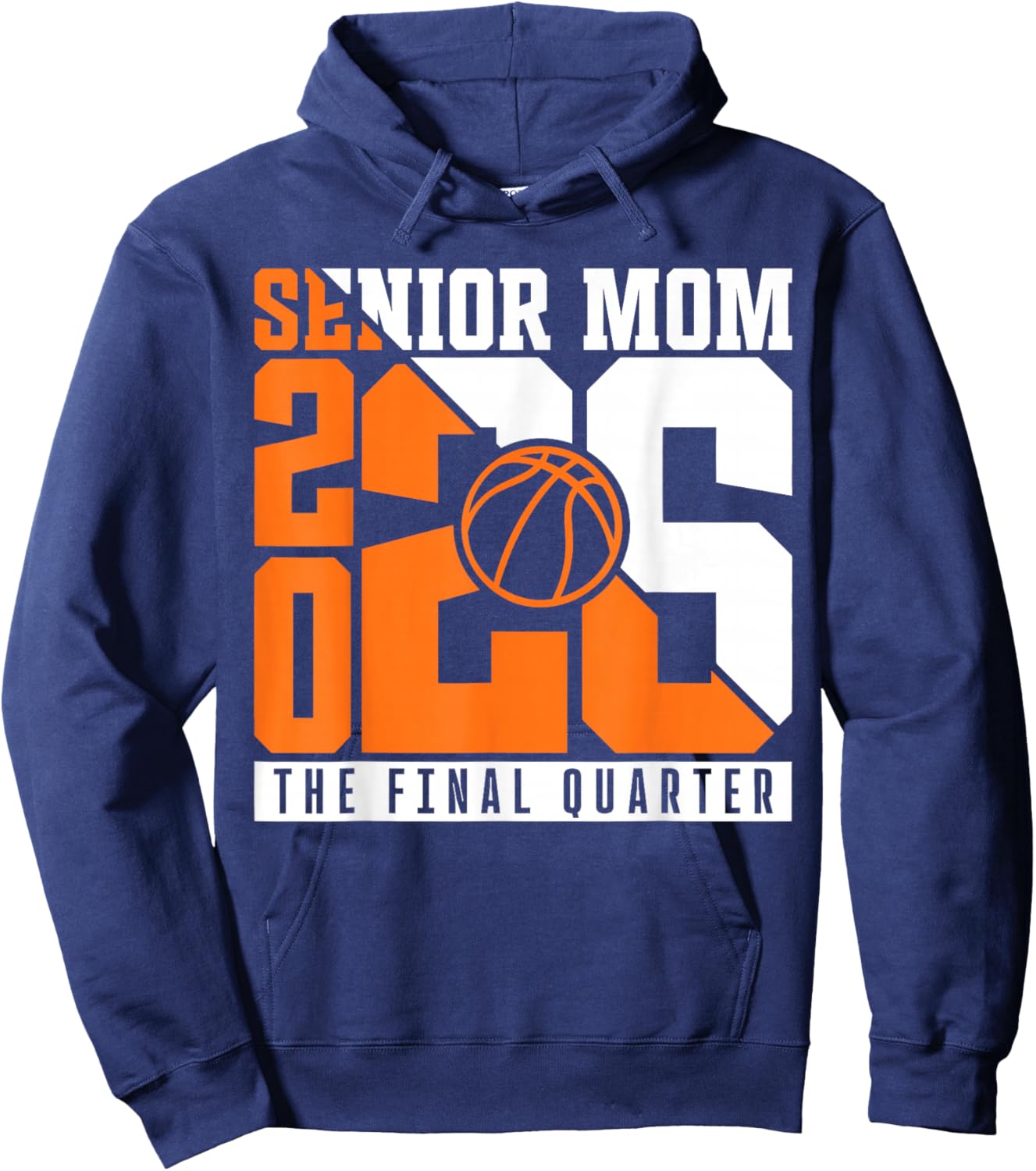 Groovy Senior Mom Class of 2026 Basketball Proud Mom Sports Hoodie - Hoodie | Navy