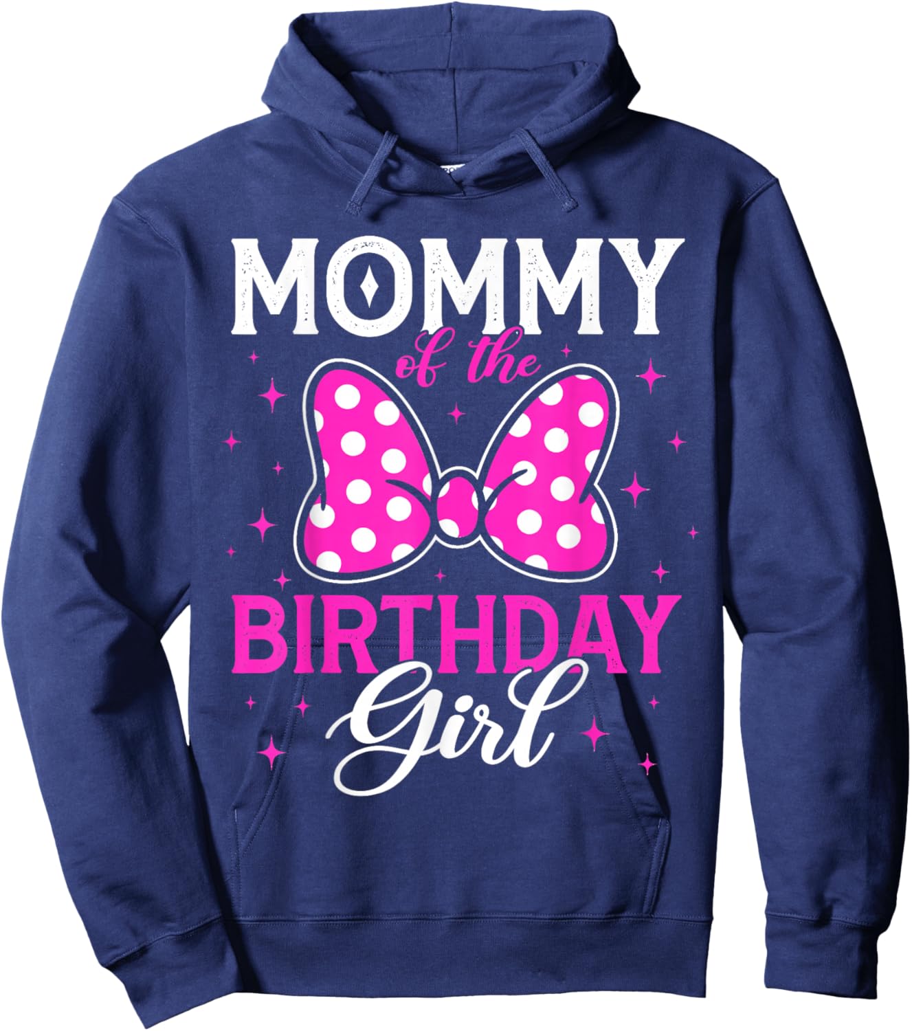 Mommy of The Birthday Girl Cute Pink Bow Family Matching Hoodie - Hoodie | Navy