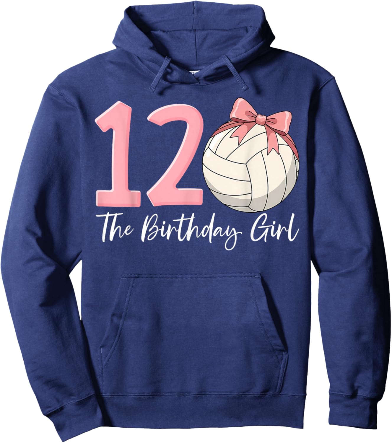 12th Birthday Girl Volleyball Ball Coquette Pink 12 Hoodie - Hoodie | Navy
