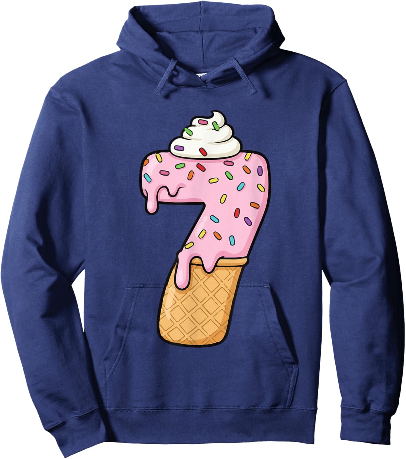 #7 Jersey Uniform Drip Teen Slang, Funny Ice Cream, 7th Hoodie - Hoodie | Navy