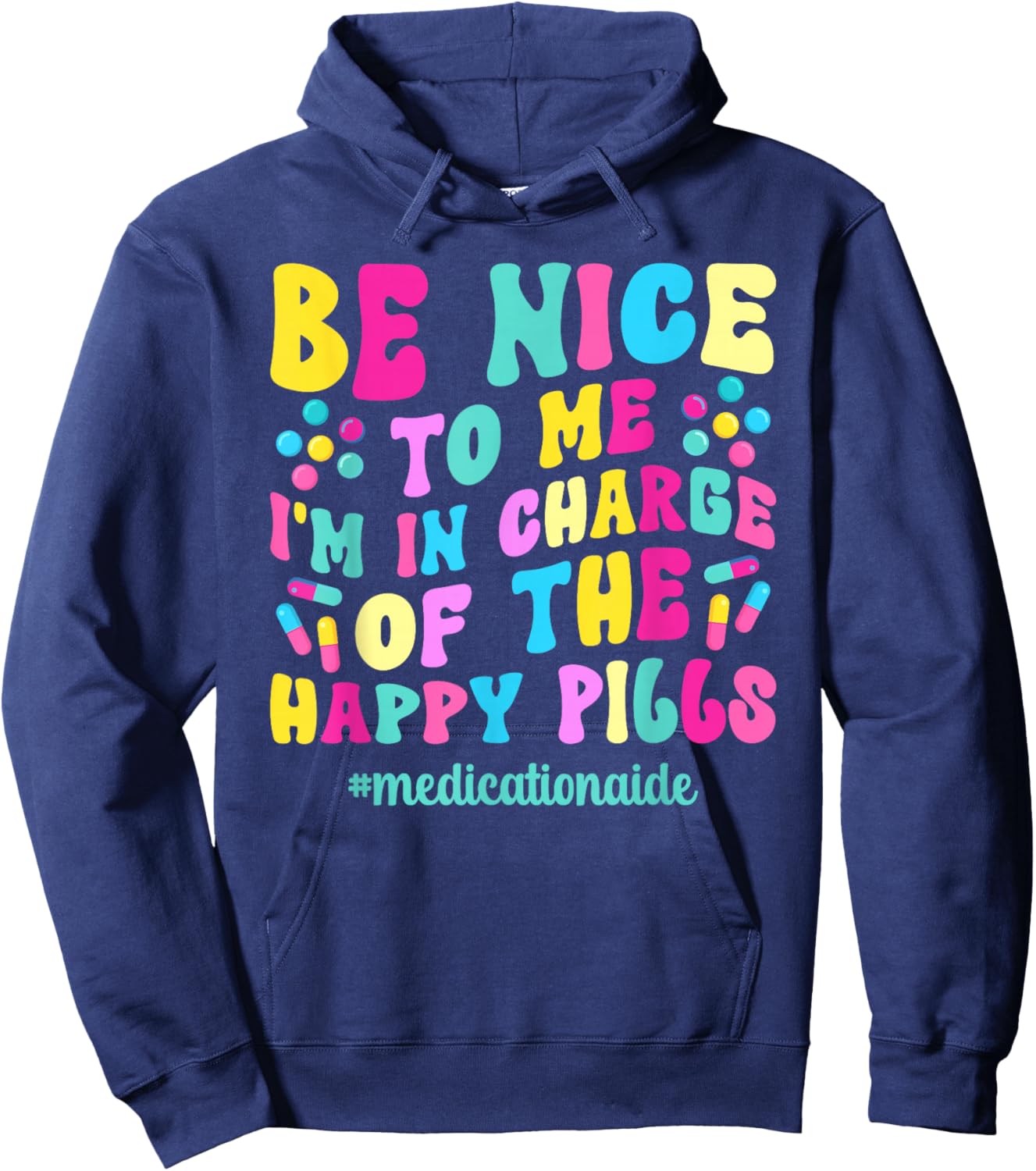 Medication Aide Med Aide Groovy Medication Aides Hoodie - Hoodie | Navy