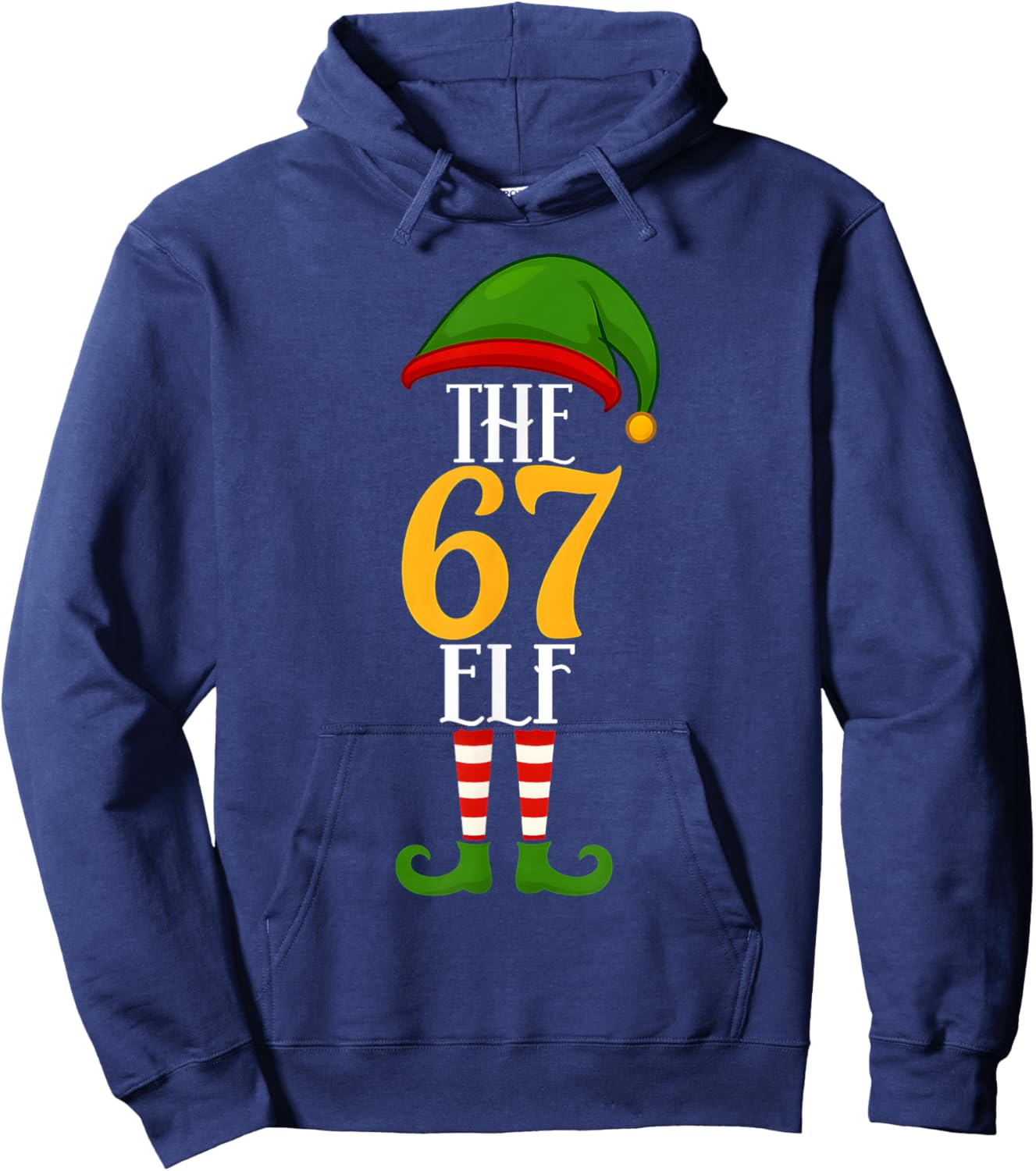 67 Christmas Elf Funny Six Seven Meme Boys Kids Matching Hoodie - Hoodie | Navy