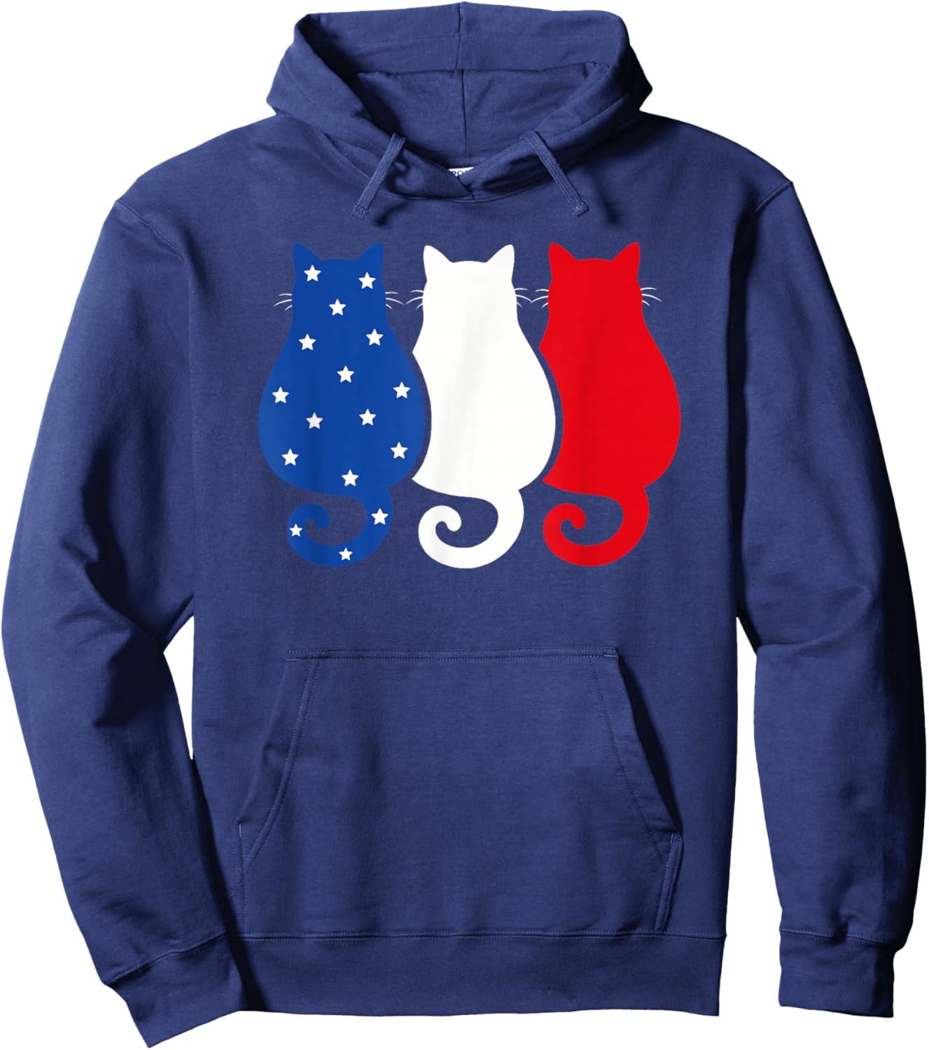 USA Flag Cats 4th of July Men Women Kids Funny Patriotic Hoodie - Hoodie | Navy