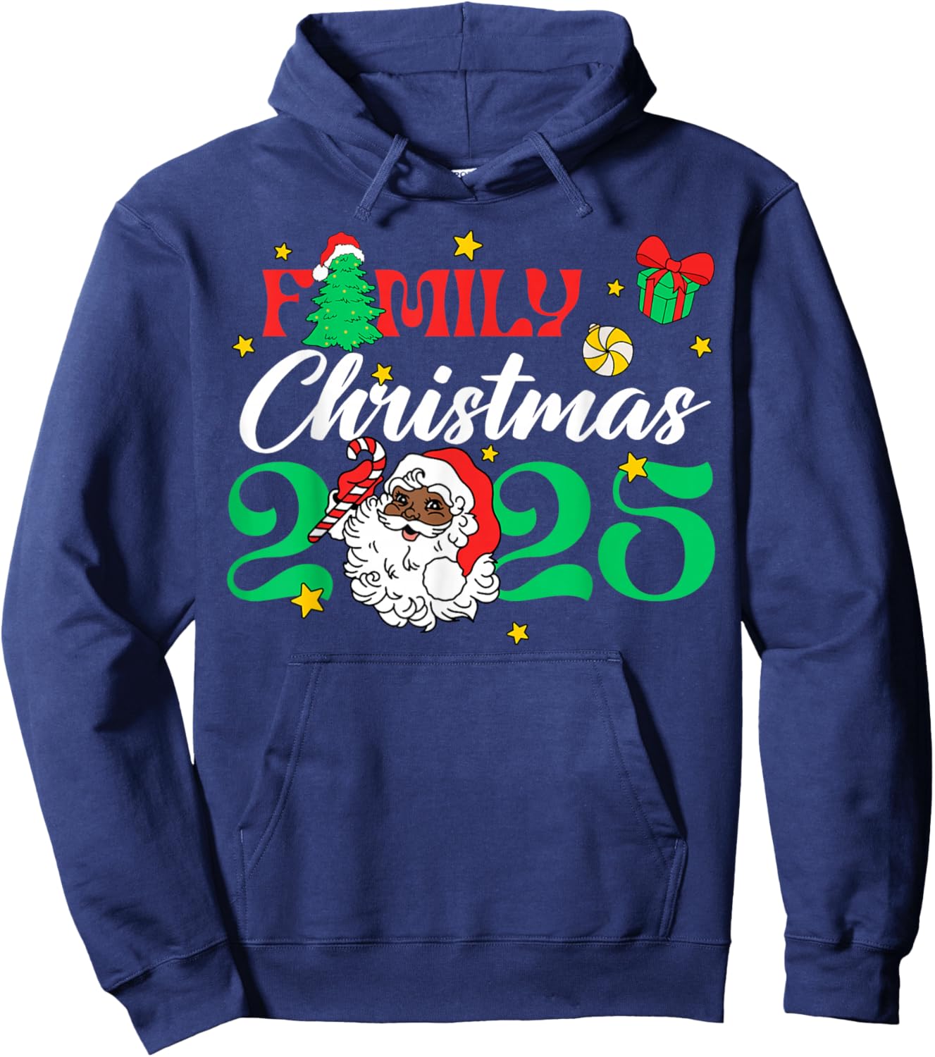 Melanin Family Christmas African American Xmas African Santa Hoodie - Hoodie | Navy