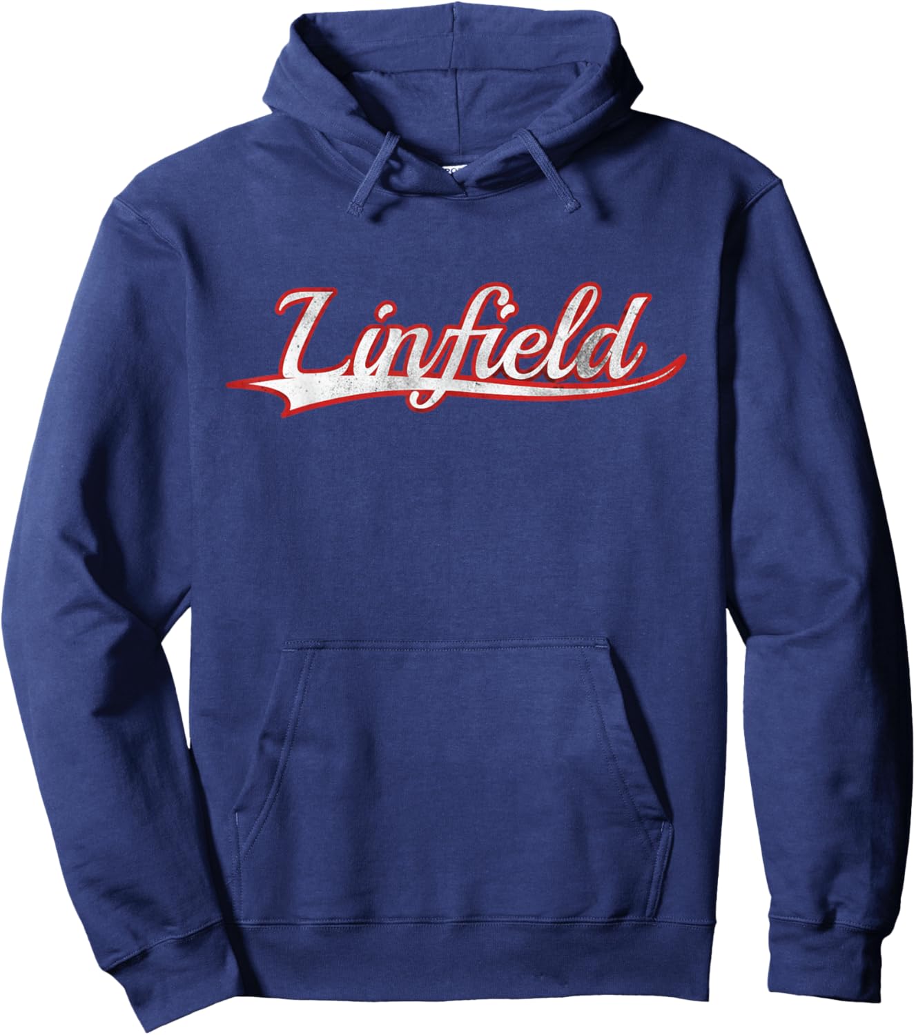 Linfield Oregon Vintage Varsity Distressed Throwback Hoodie - Hoodie | Navy