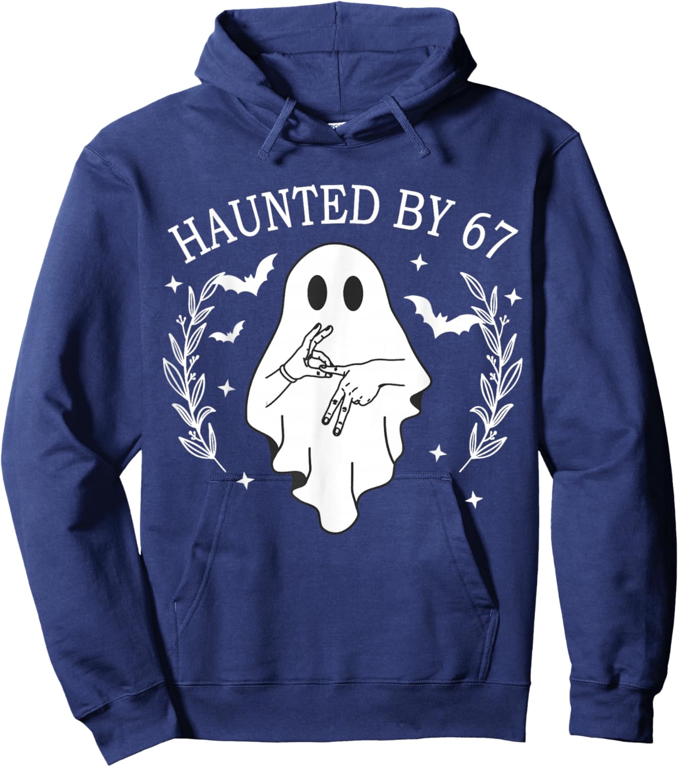 Haunted by 67 Six Seven Gen Alpha Z Ghost Halloween Hoodie - Hoodie | Navy