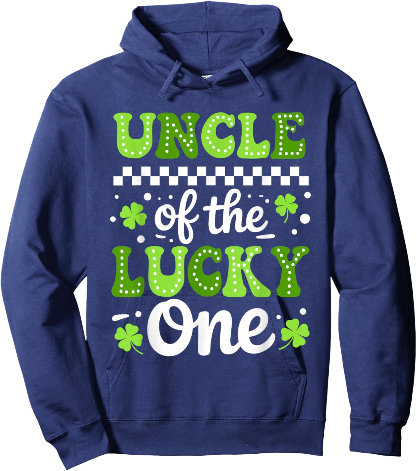 Uncle of The Lucky One First Birthday St Patricks Day Groovy Hoodie - Hoodie | Navy