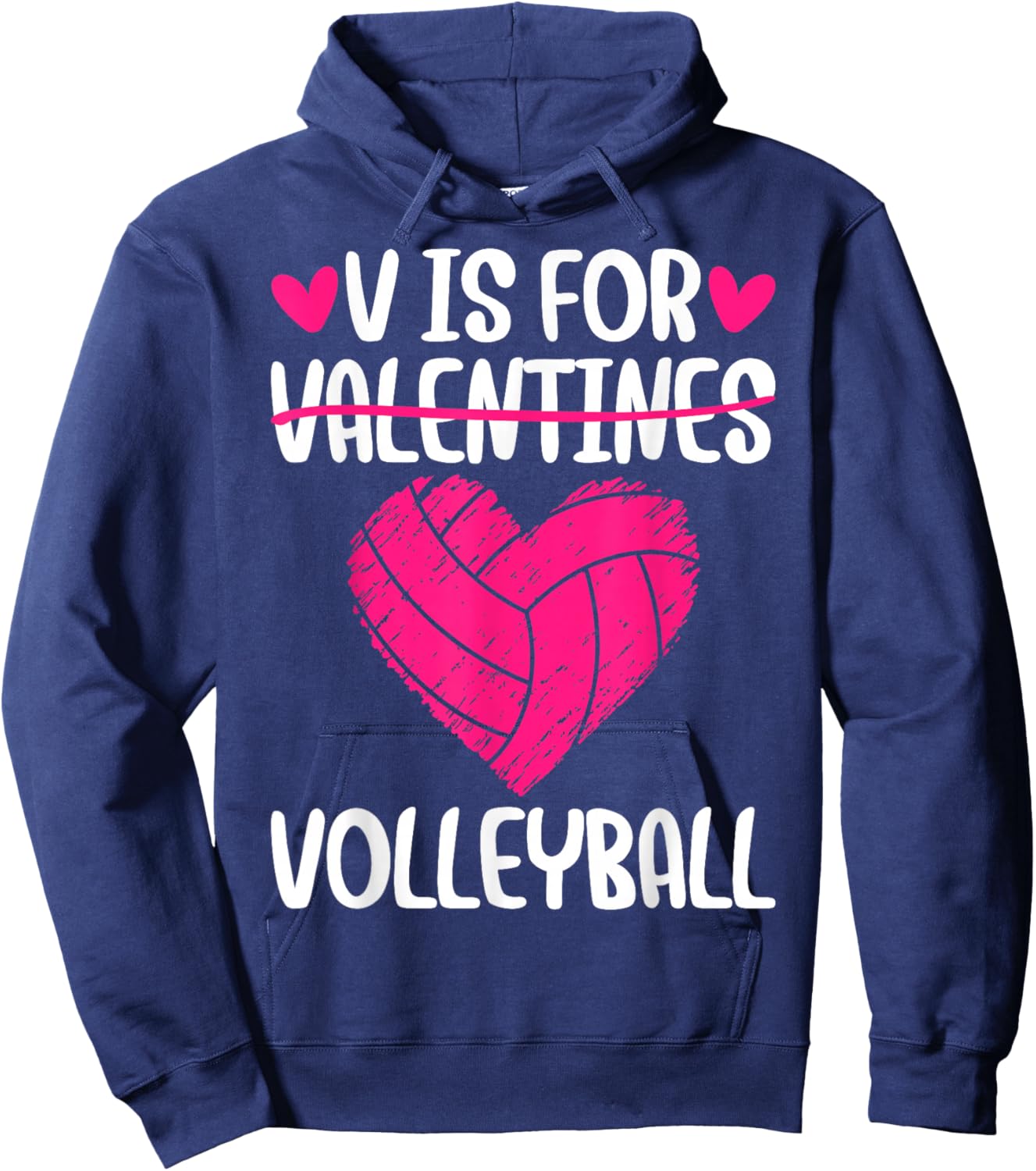 V is for Volleyball Valentine Couple Valentine Day Hoodie - Hoodie | Navy