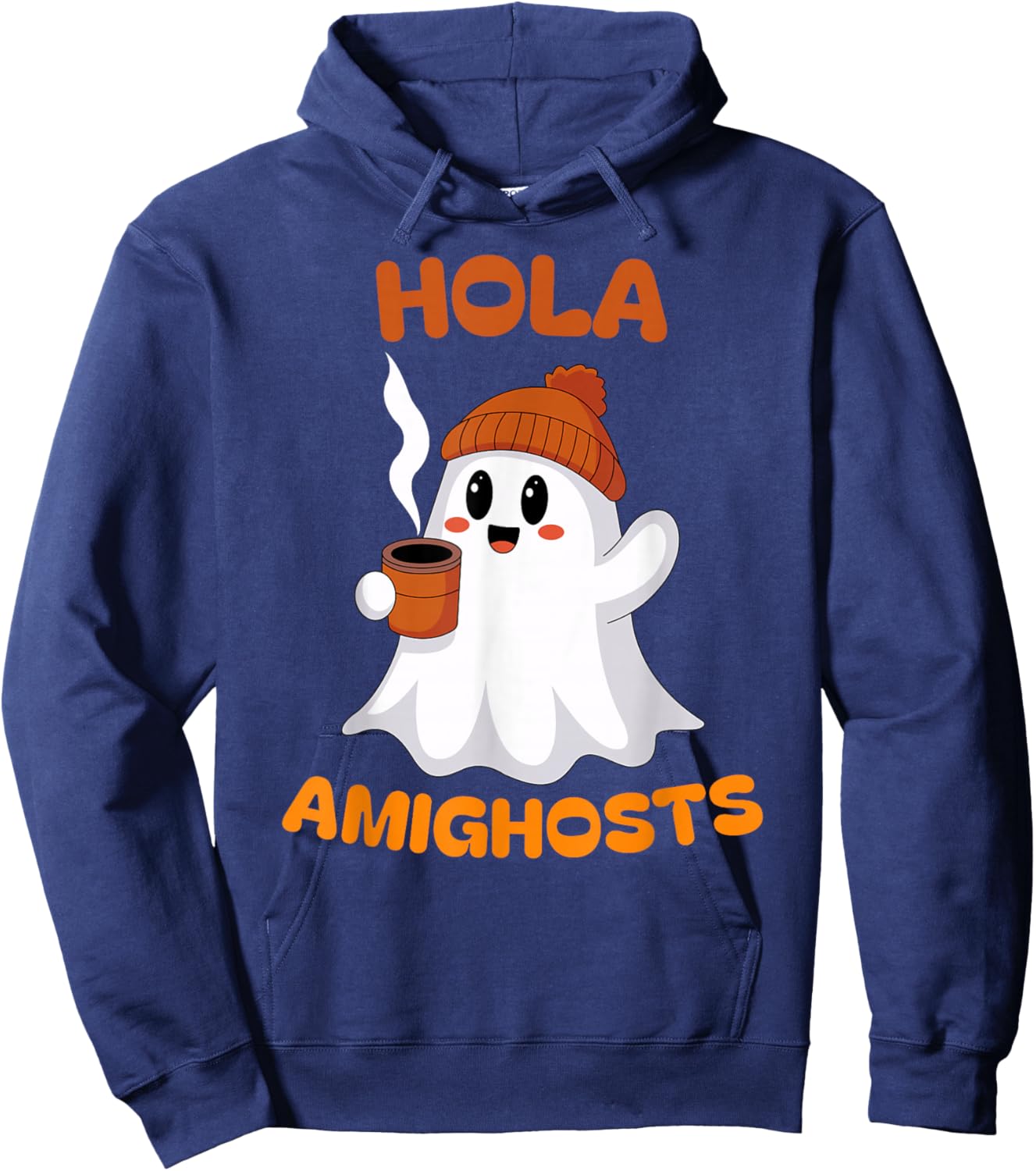 Hola Amighosts Funny Spanish Pun Language Ghost Halloween Hoodie - Hoodie | Navy
